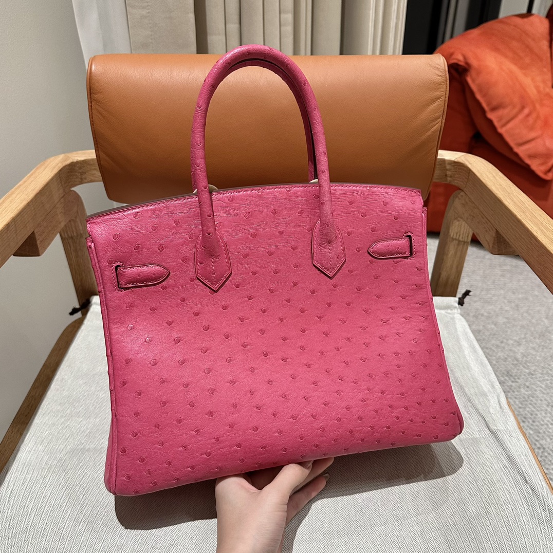 Birkin 25/30/35cm South African KK Ostrich Leather, Premium Fully Handcrafted Exclusive Custom –5J/Fuschia