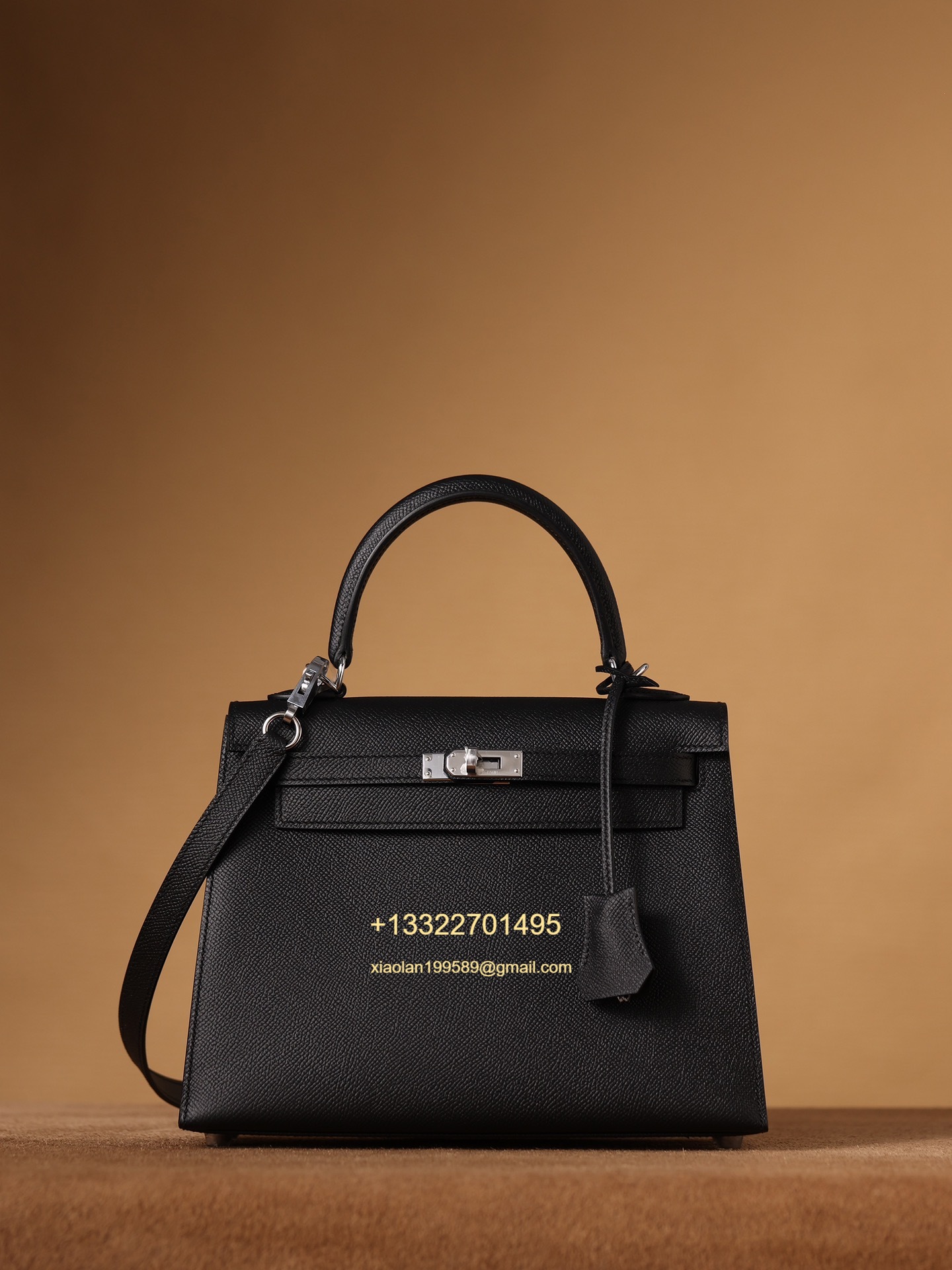 Hermès Kelly Handbag in Black Epsom Cowhide Leather, Purely Handcrafted, High-End Customization Edition