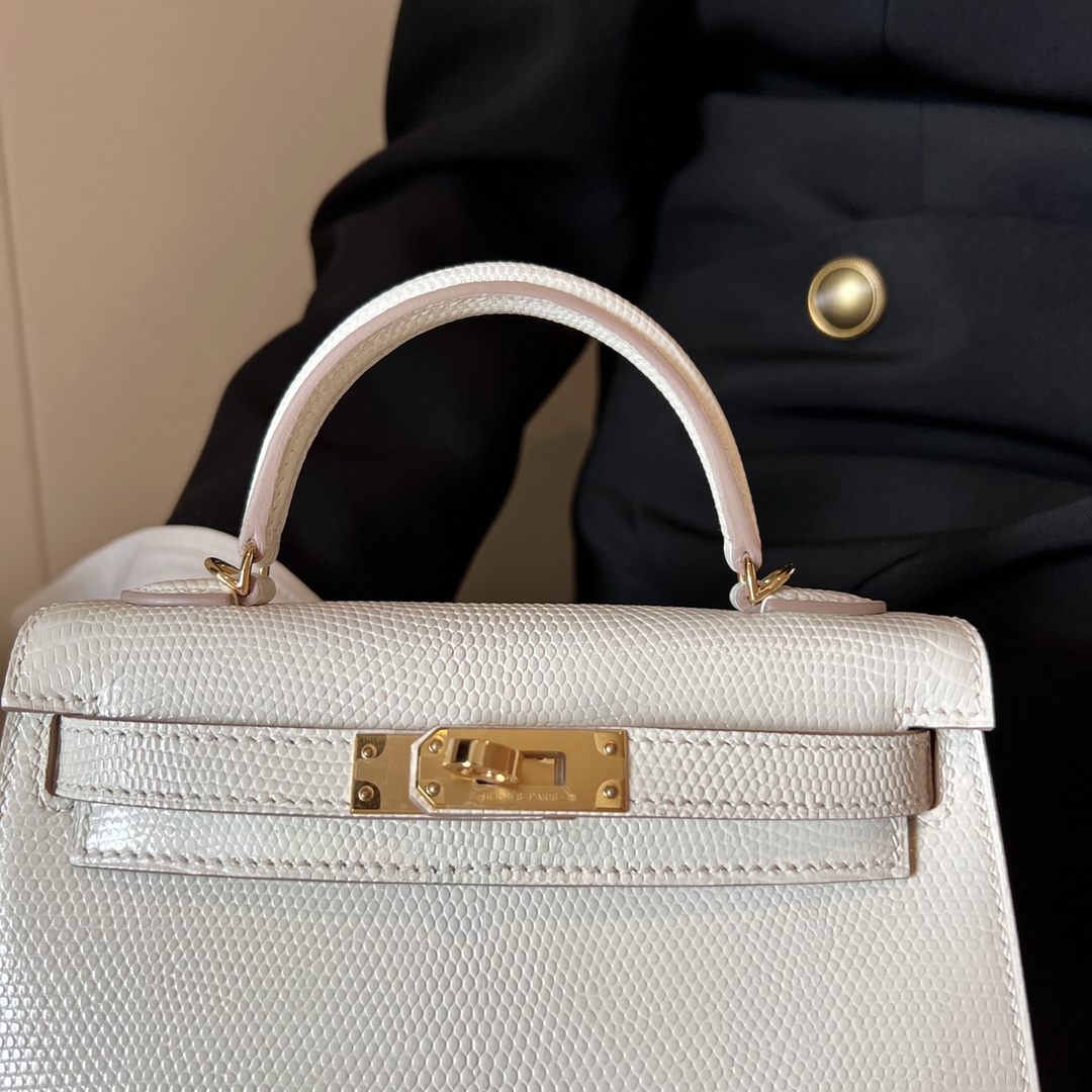 Hermès Mini Kelly II, lizard leather, all handmade ‼️Pure white