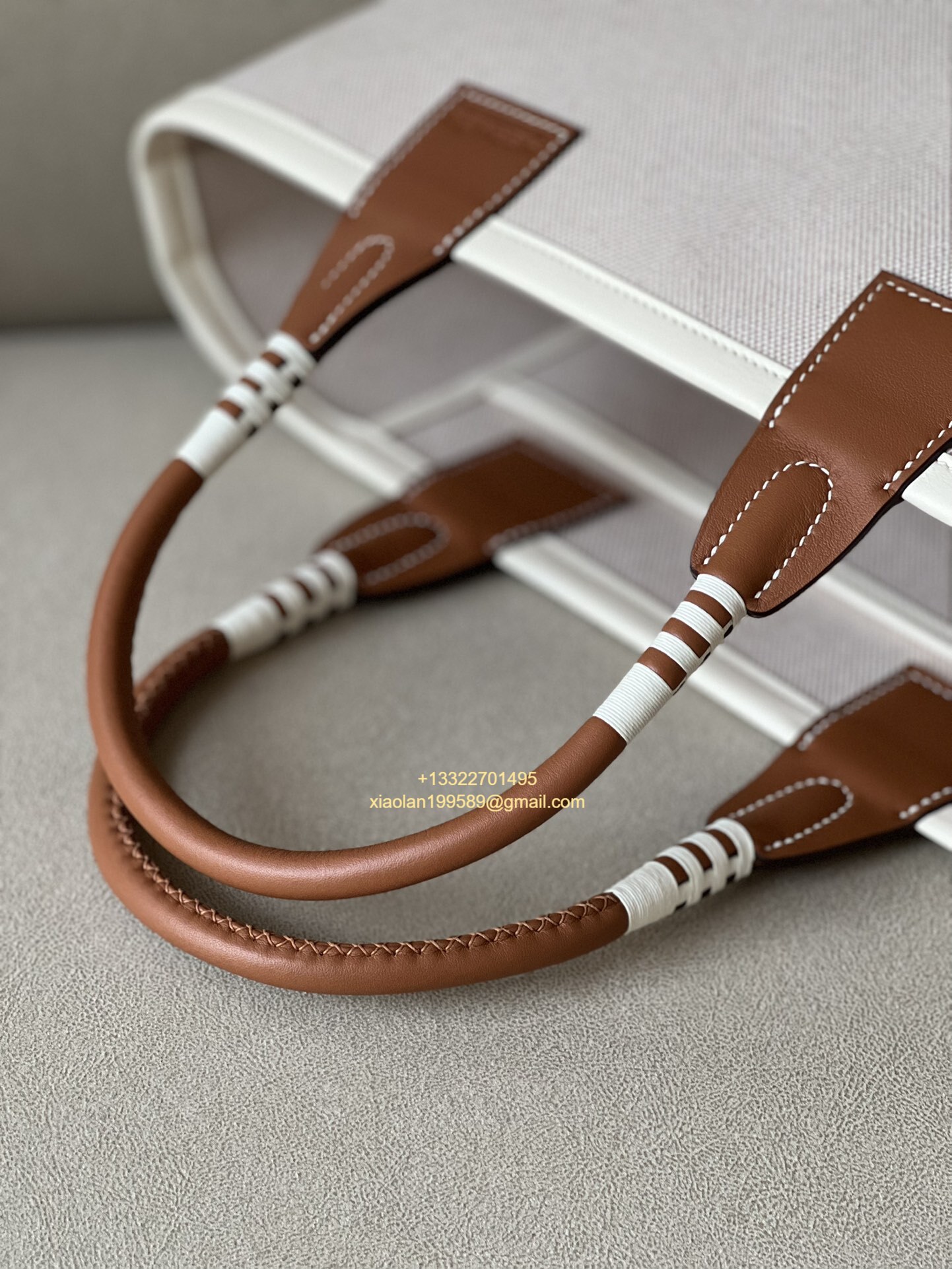 Hermès Steeple 25 Bag in H Canvas and Swift Calfskin – Cement Gray / CK37 Gold Brown.