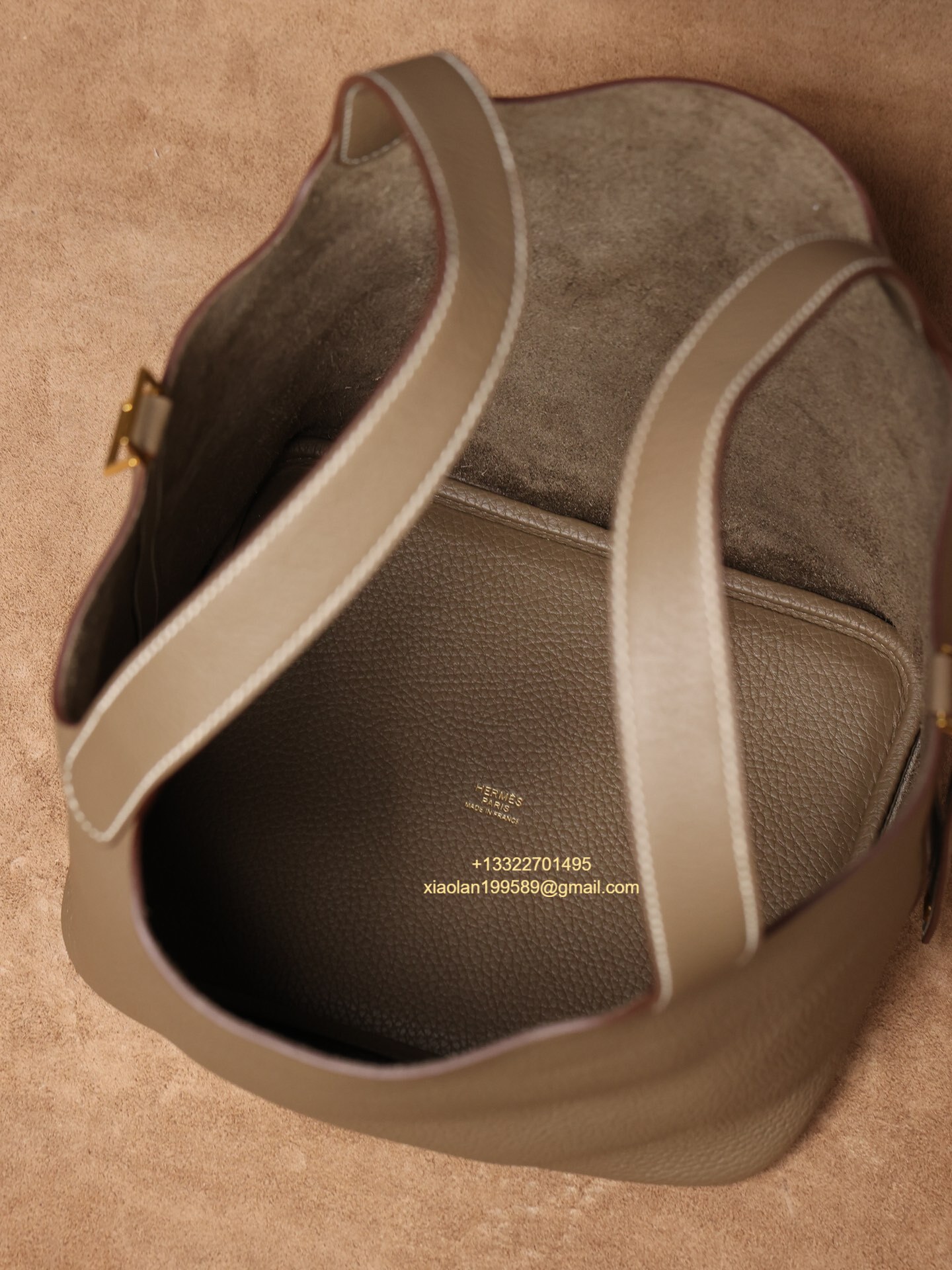 Hermès Picotin 18/22 in Clemence Leather, Hand-stitched with Beeswax Thread, High-end Customization - Elephant Gray.