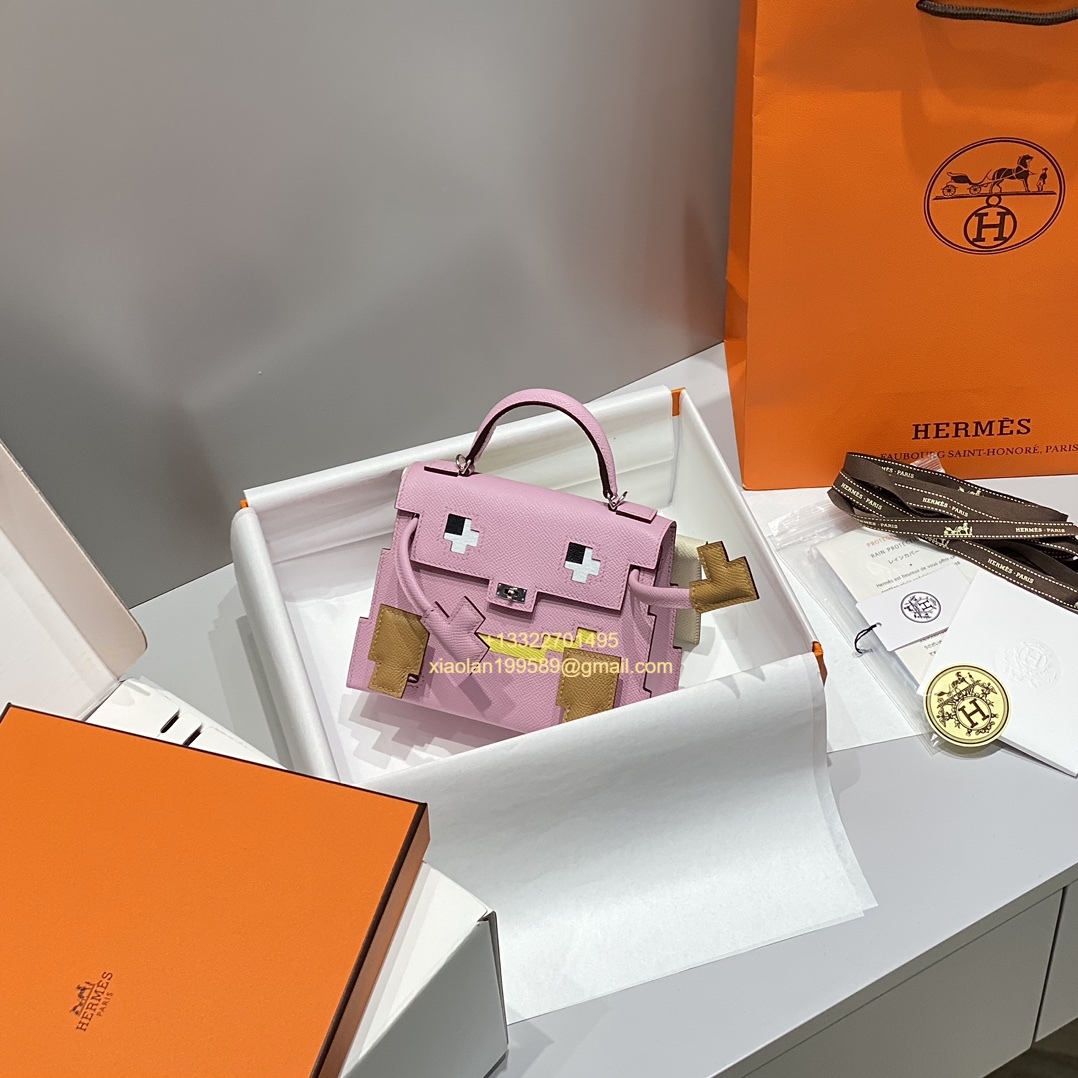 Hermès Kelly Doll Quelle Idole Picto Bag, Limited Edition in Mauve Sylvestre.