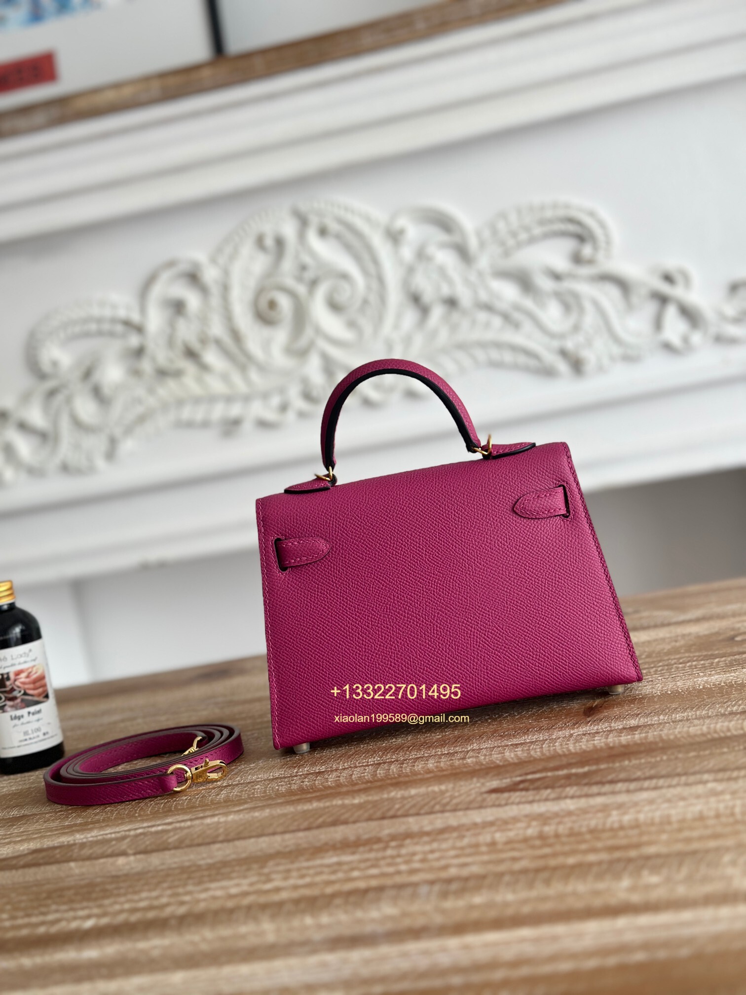 Hermès Epsom Leather Mini Kelly II in Rose Violet Purely Handcrafted with Waxed Thread Stitching, High-End Customization