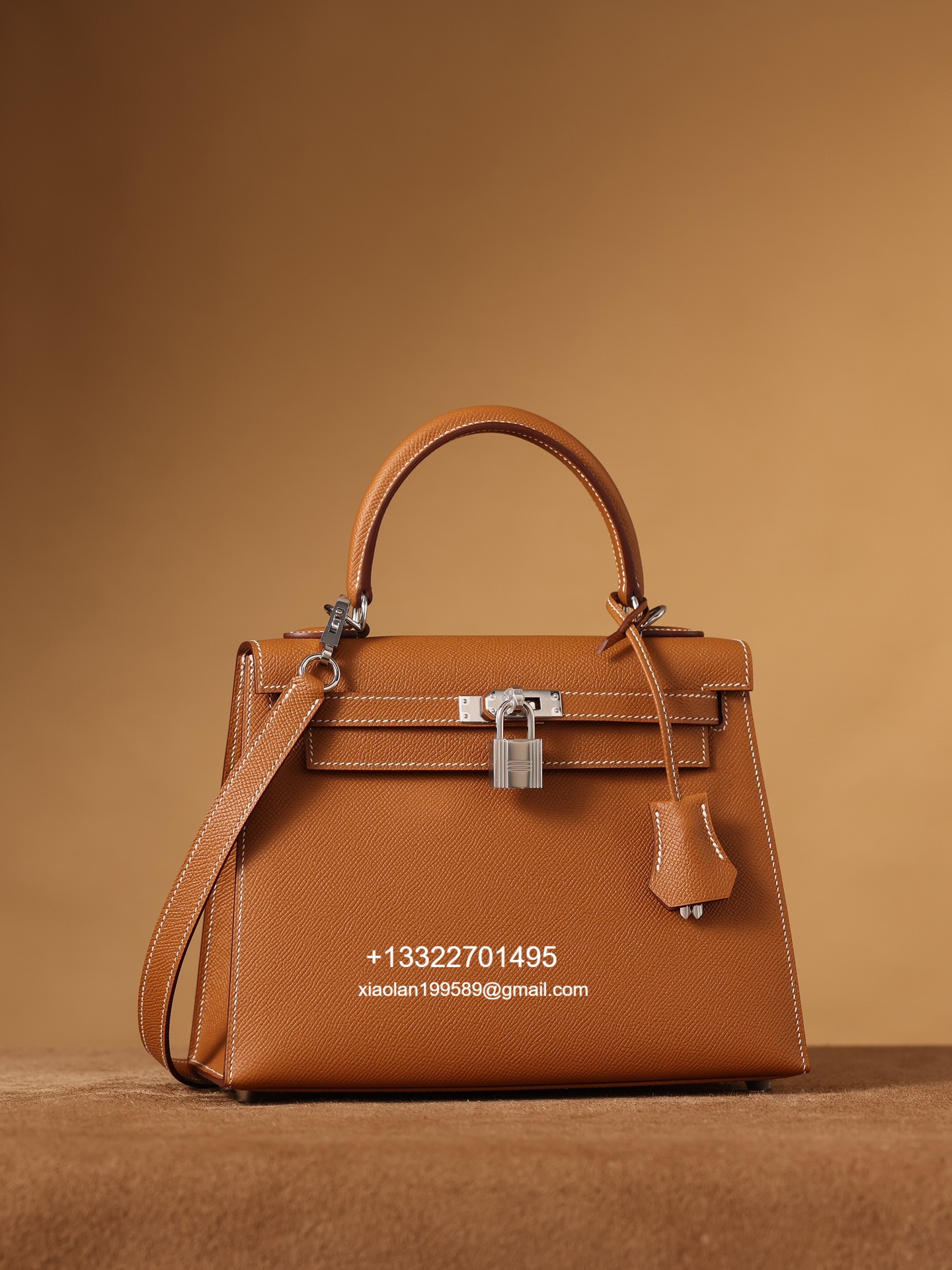 Hermès Kelly Handbag in Gold Brown Epsom Cowhide Leather, Purely Handcrafted, High-End Customization Edition