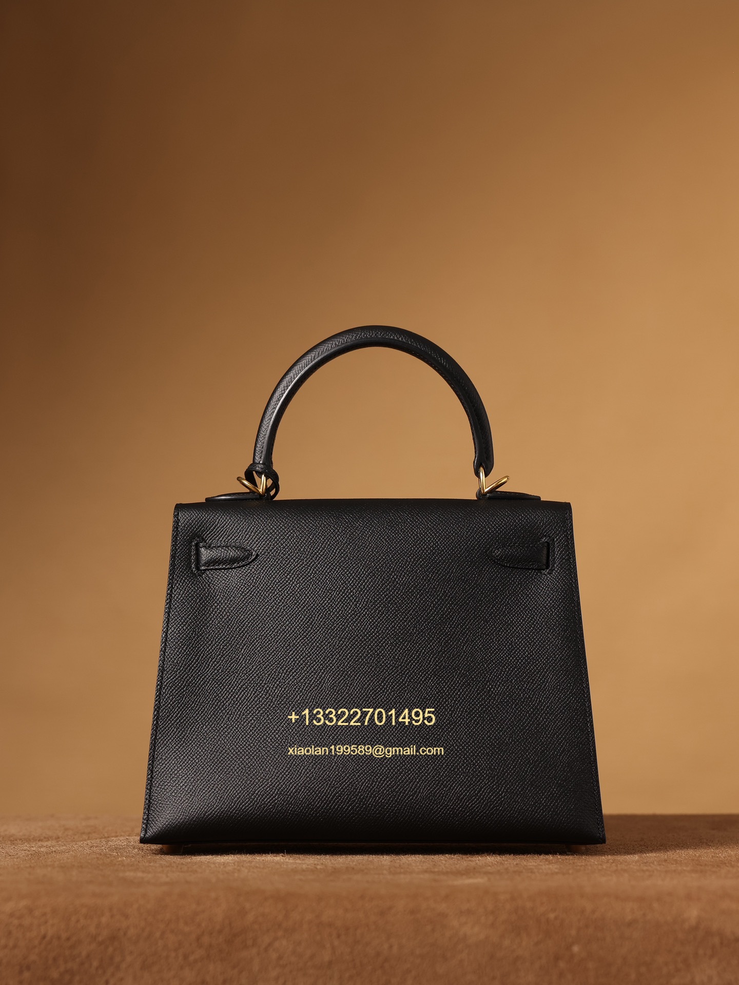 Hermès Kelly Handbag in Black Epsom Cowhide Leather, Purely Handcrafted, High-End Customization Edition