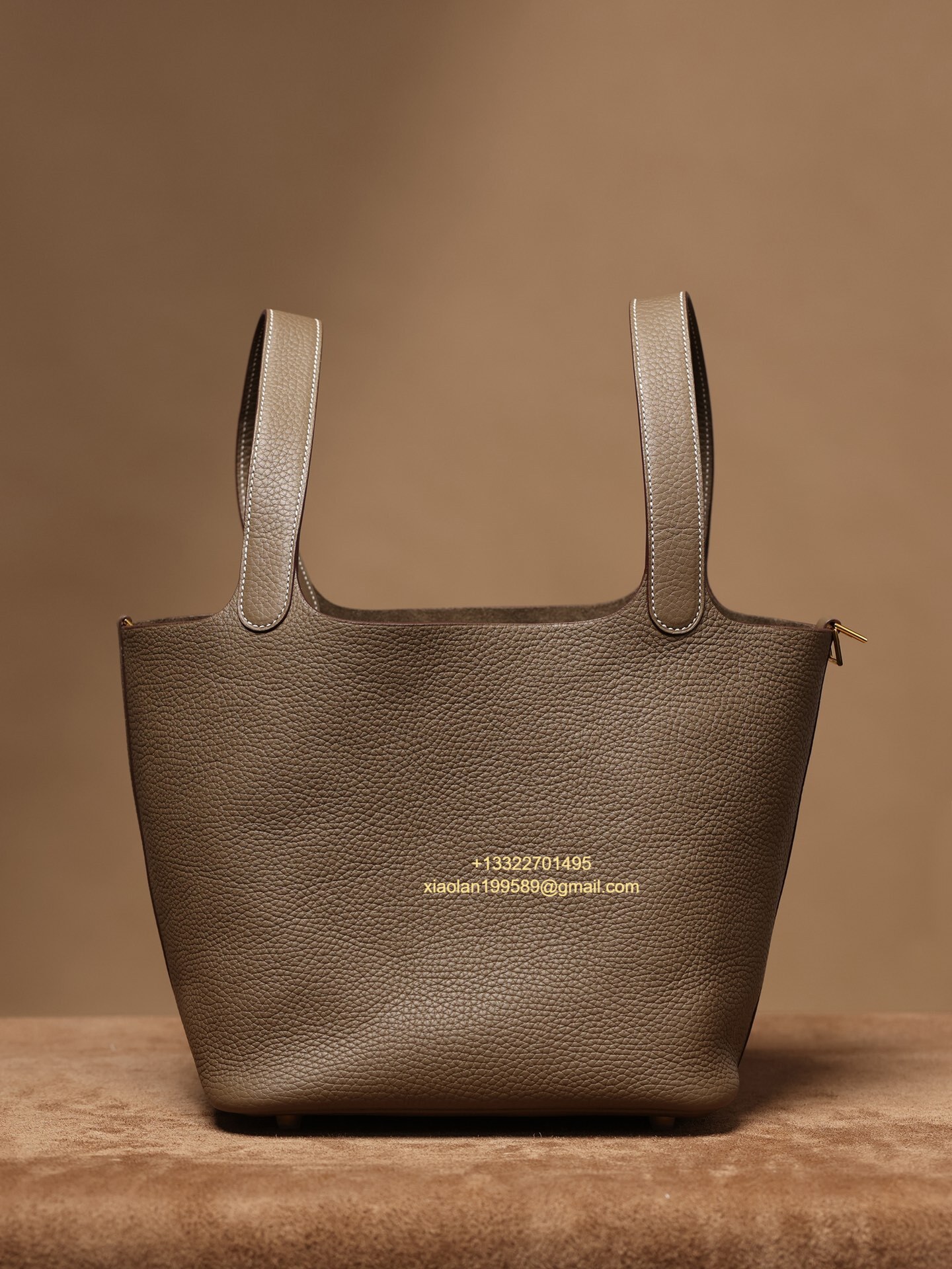 Hermès Picotin 18/22 in Clemence Leather, Hand-stitched with Beeswax Thread, High-end Customization - Elephant Gray.