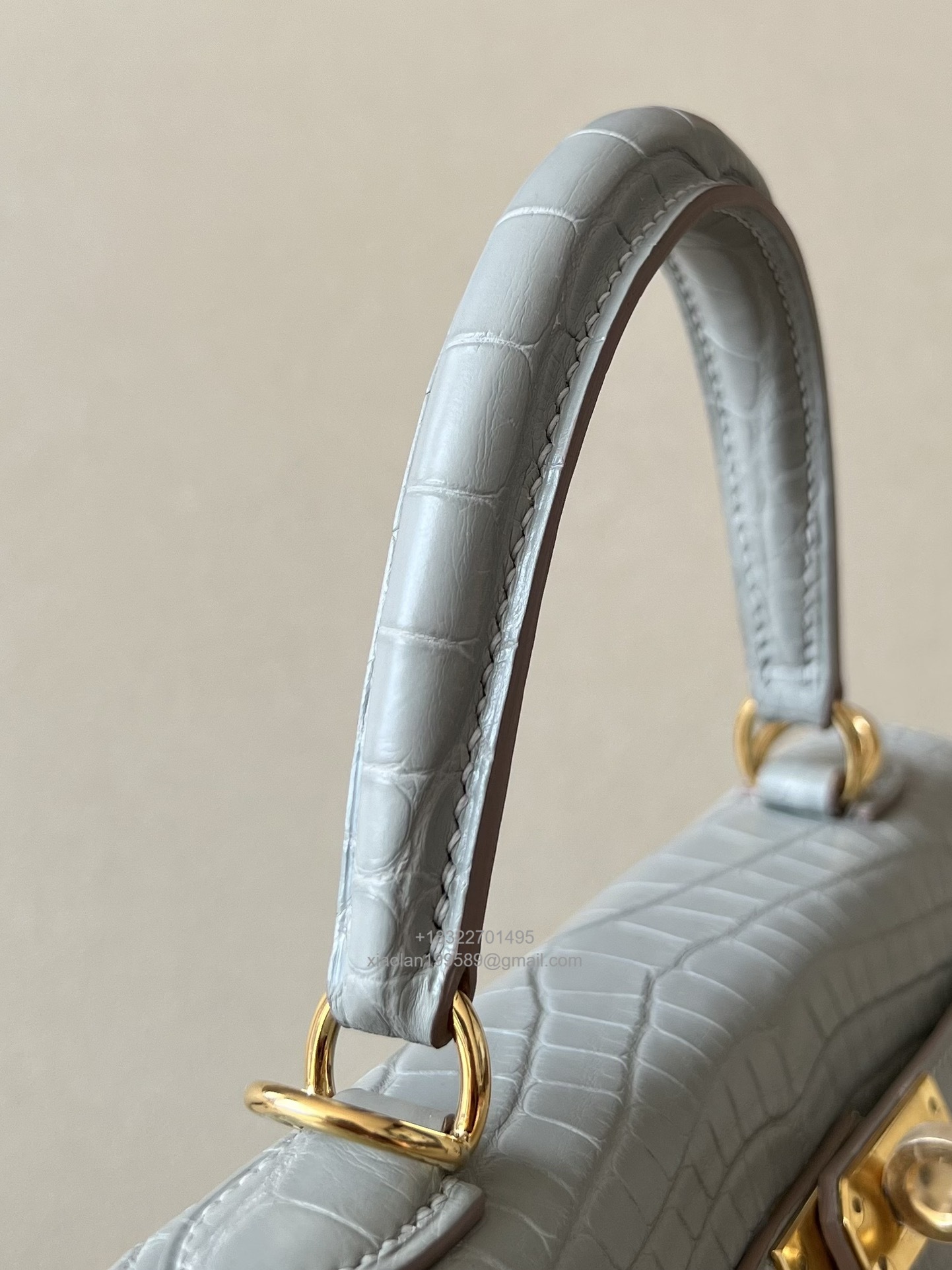 Hermès Kelly 25/28/32cm in Crocodile Leather, Fully Handmade Premium Private Customization-Pearl Grey