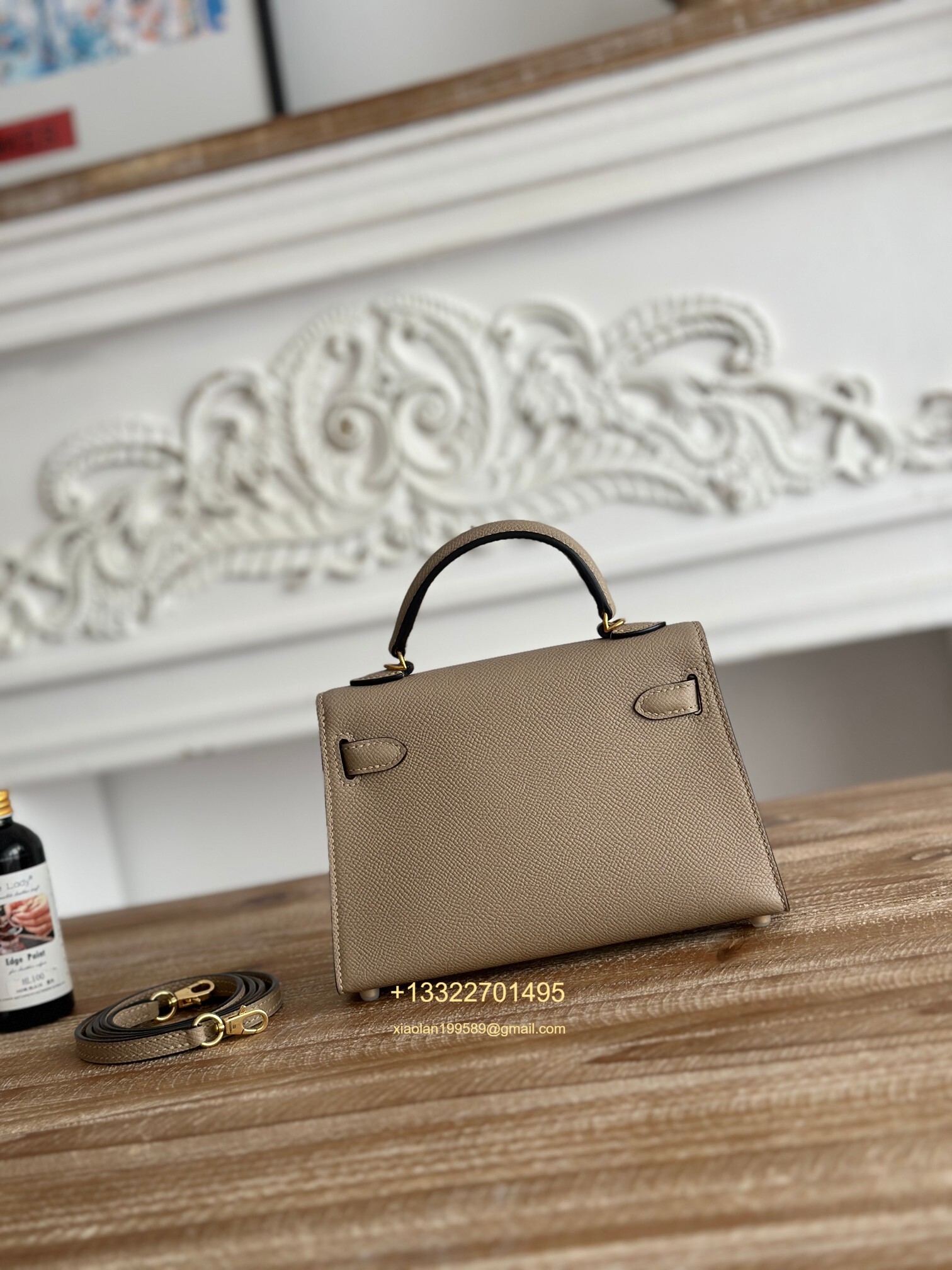 Hermès Epsom Leather Mini Kelly II in Asphalt Gray Purely Handcrafted with Waxed Thread Stitching, High-End Customization