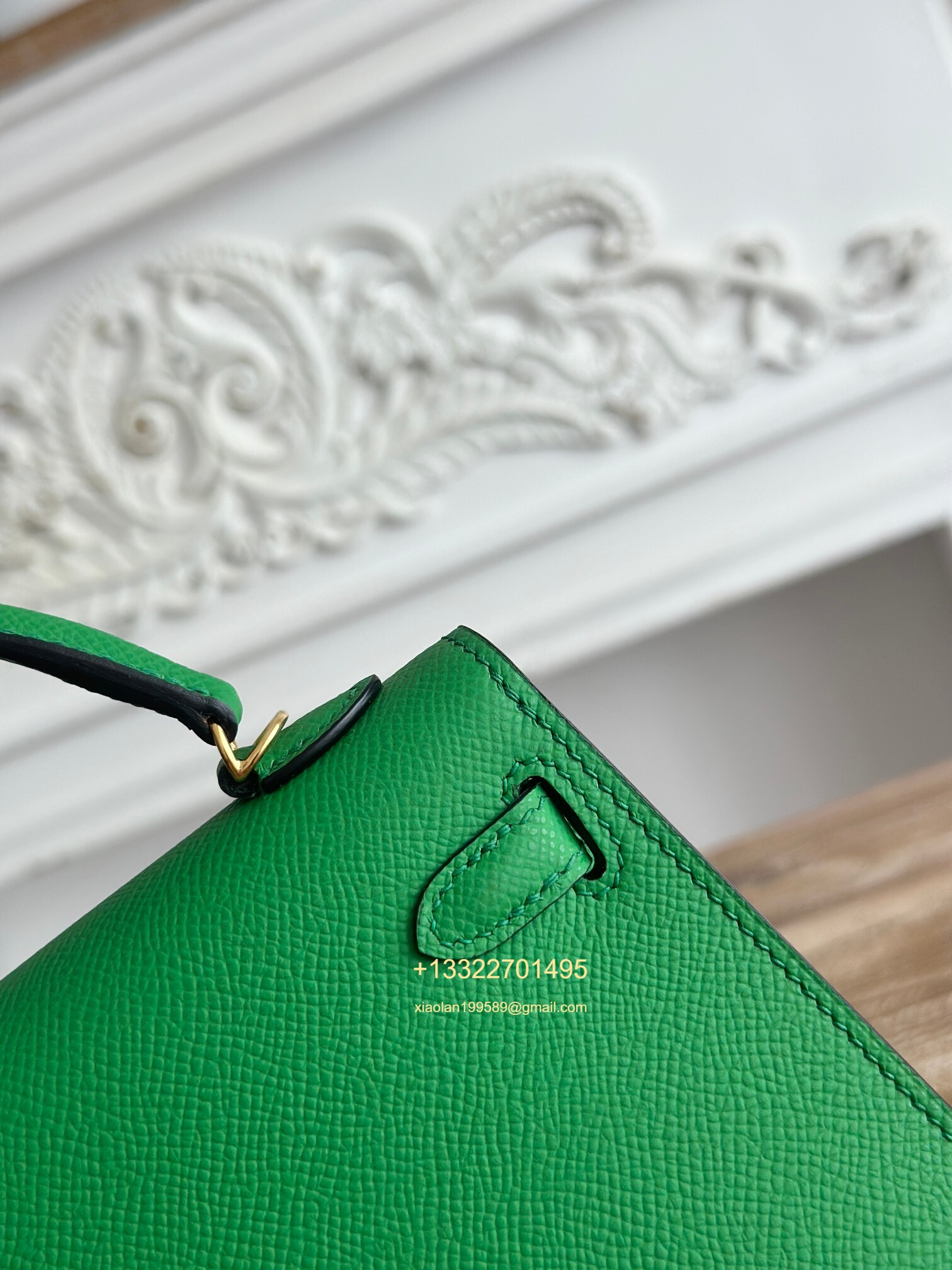 Hermès Epsom Leather Mini Kelly II in Bamboo Green Purely Handcrafted with Waxed Thread Stitching, High-End Customization