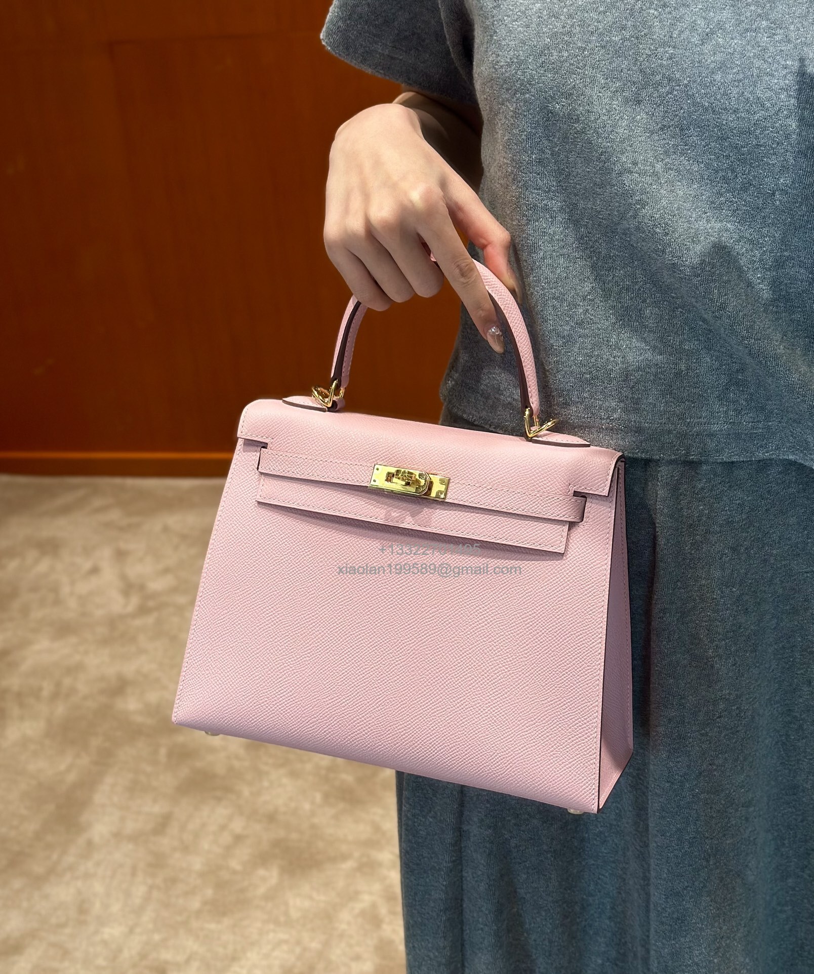 Hermès Kelly Handbag in Amber Yellow  Epsom Cowhide Leather, Purely Handcrafted, High-End Customization Edition