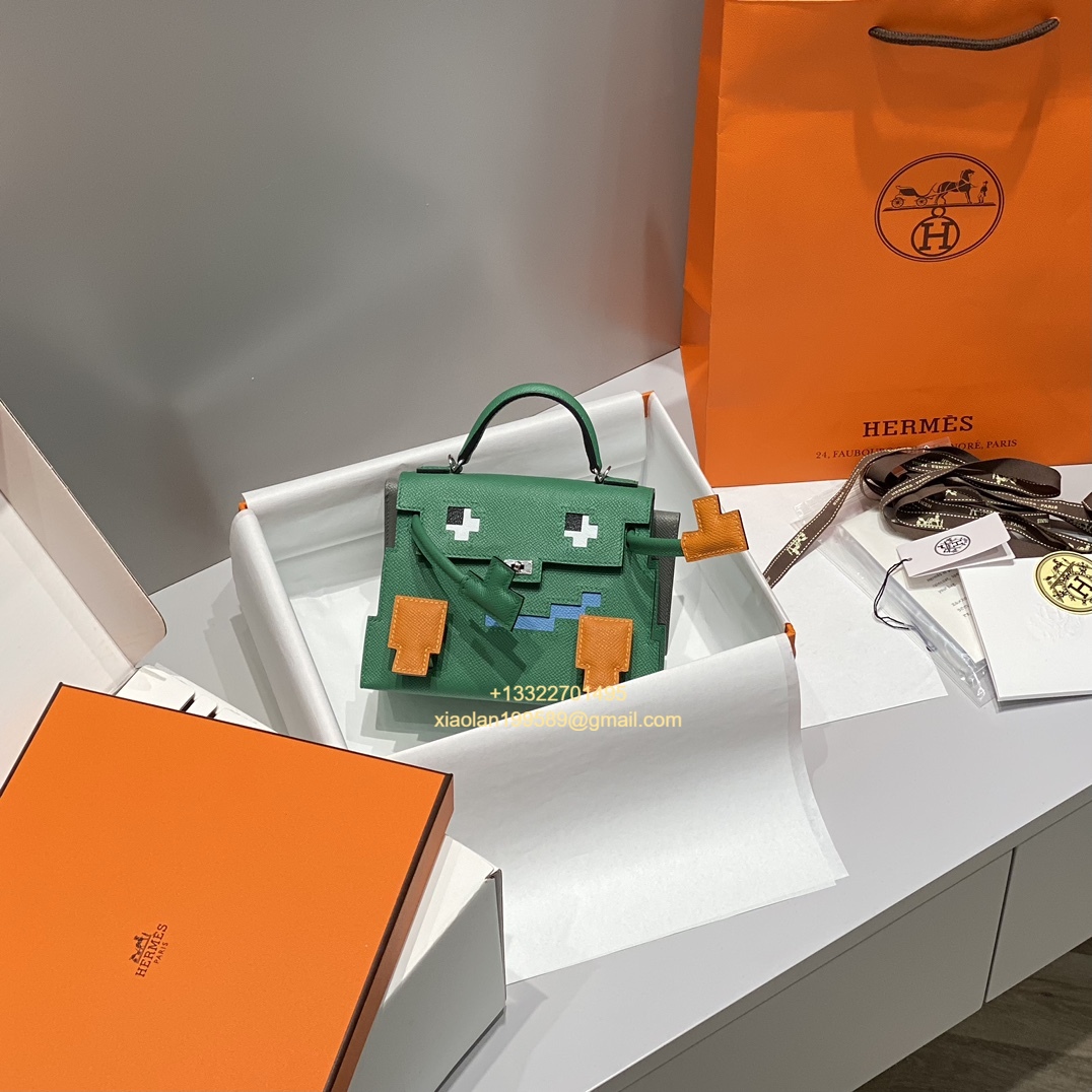 Hermès Kelly Doll Quelle Idole Picto Bag, Limited Edition in Velvet Green.