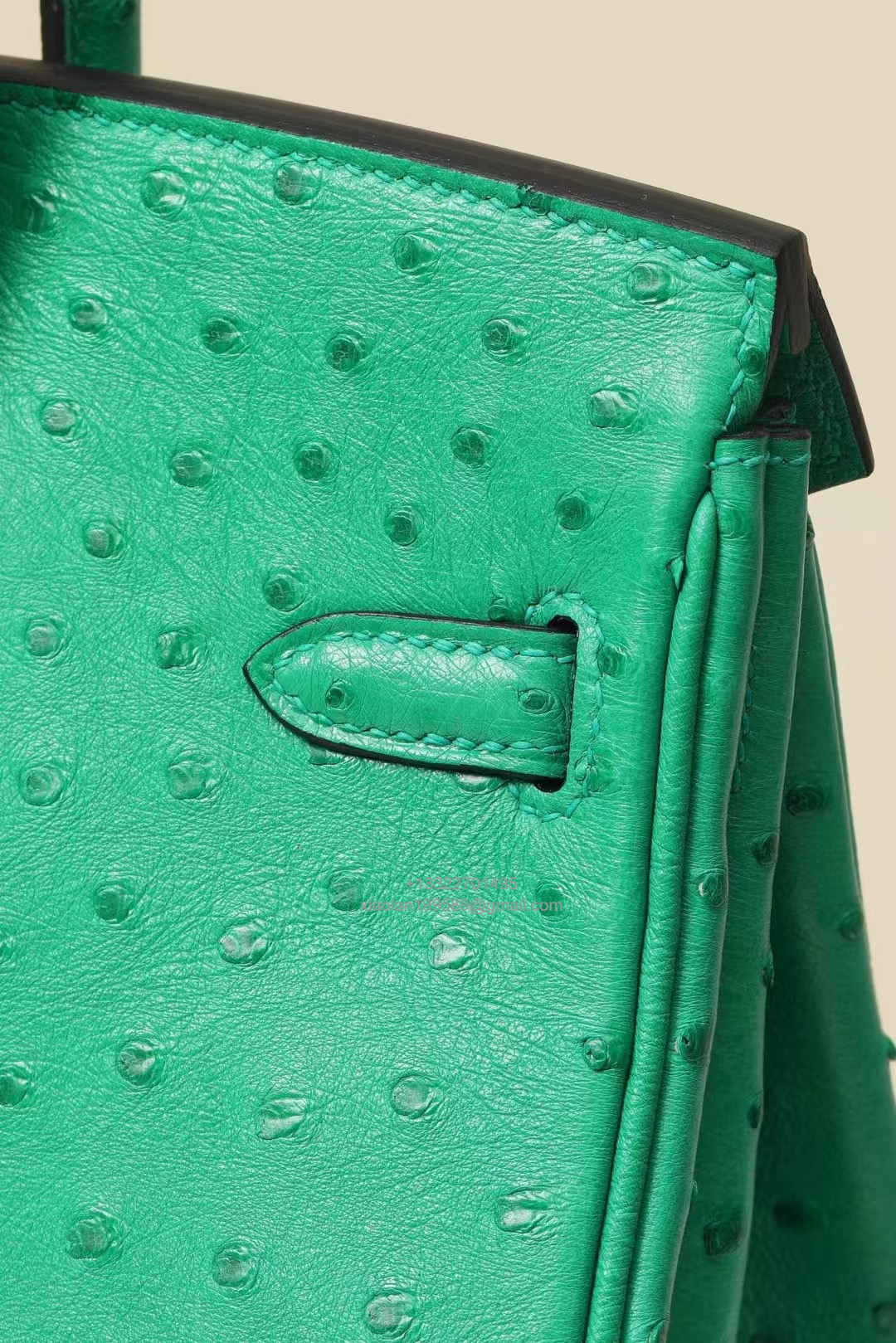 Birkin 25/30/35cm South African KK Ostrich Leather, Premium Fully Handcrafted Exclusive Custom –Velvet Green