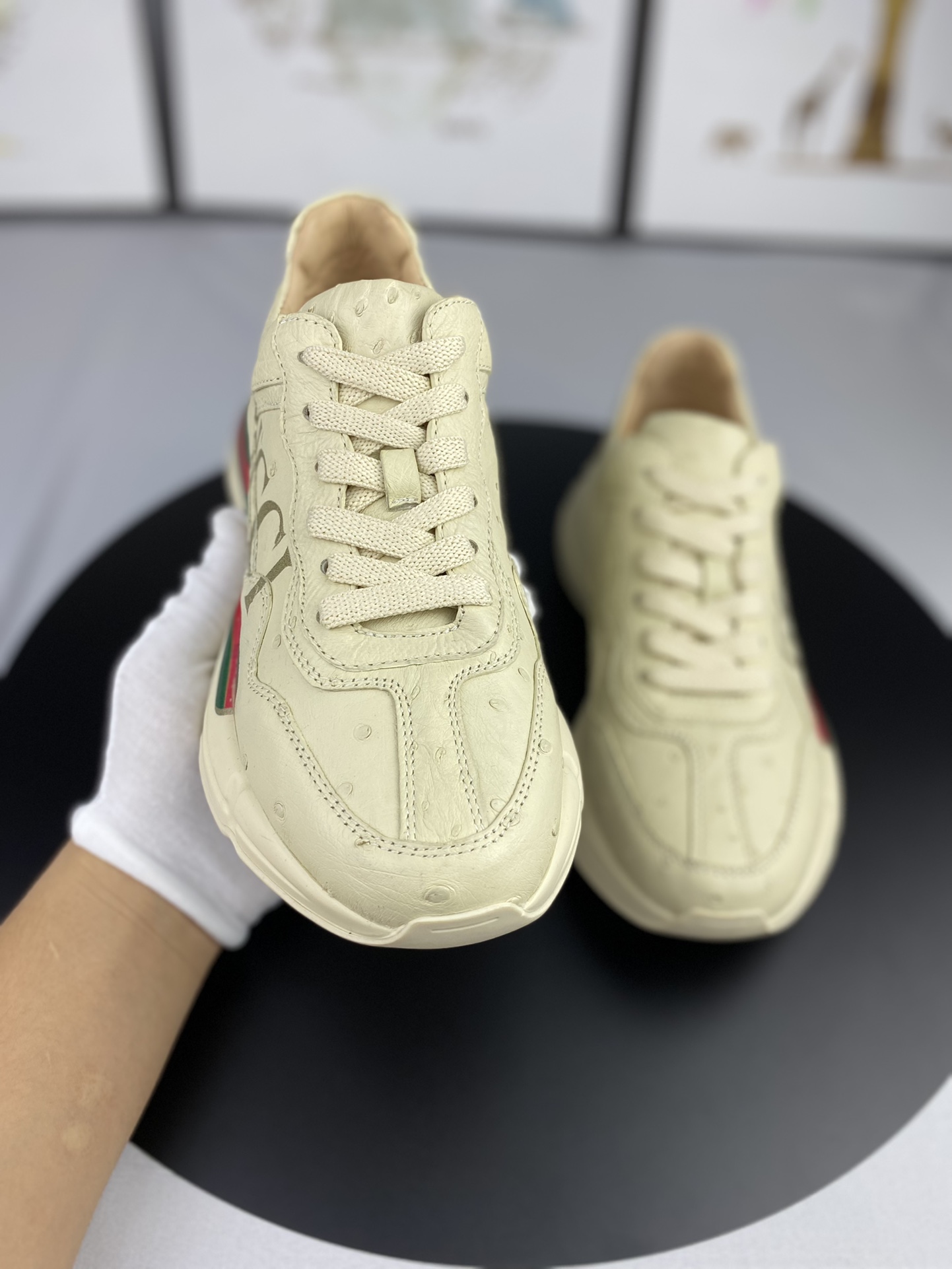 Handcrafted Luxury Private Customization High-Quality Ostrich Leather Sneakers