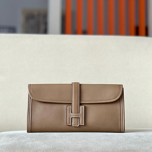 Hermes Jige Elan Clutch 29 in Elephant Grey Swift Leather