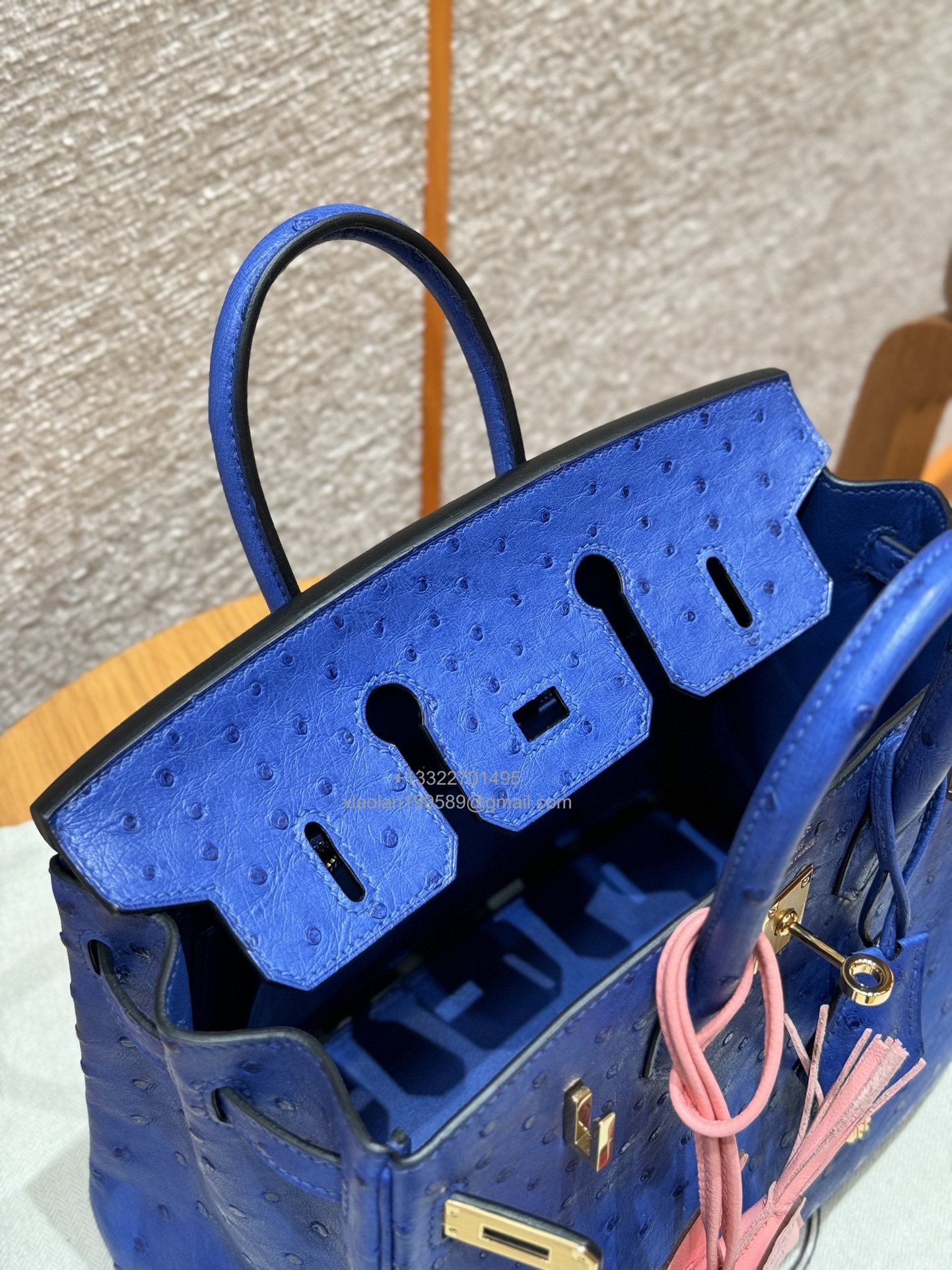 Birkin 25/30/35cm South African KK Ostrich Leather, Premium Fully Handcrafted Exclusive Custom –Bleuet