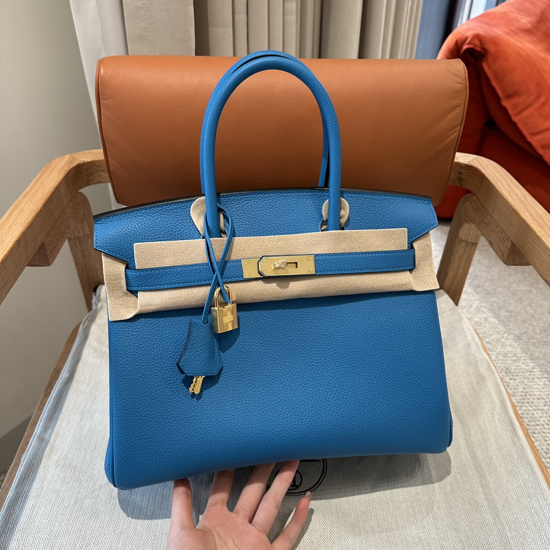 Hermès Birkin 25/30/35cm, handcrafted with togo  leather –B3/Blue Zanzibar