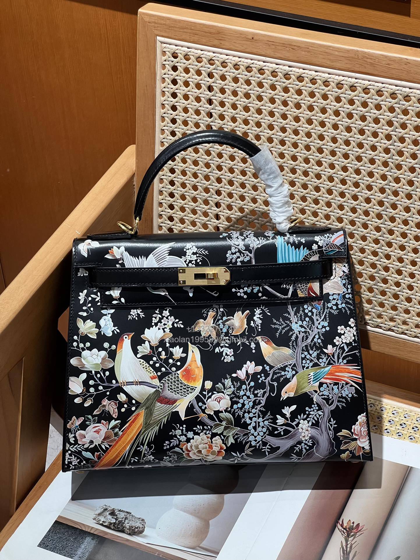 Hermès Kelly 25/28/32cm in Box leather, fully hand-stitched with waxed thread, haute couture custom-made.