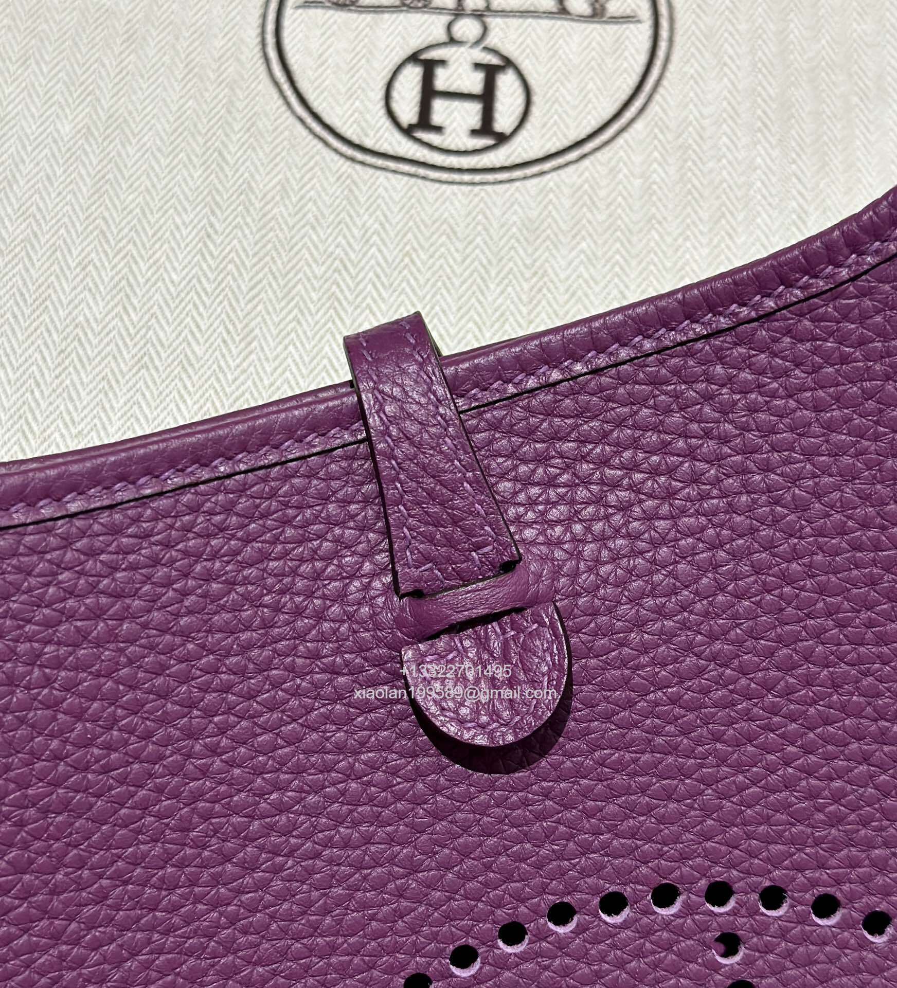 Hermès Evelyne mini Bag in Clemence Leather, Premium Handcrafted Customization-Anemone