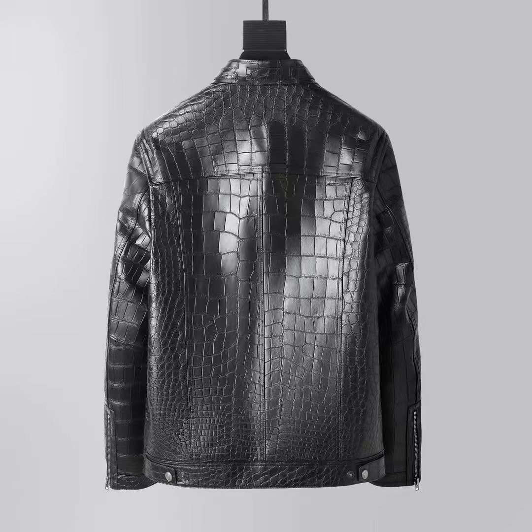 Handcrafted Luxury Private Customization High-Quality Crocodile Leather Jacket