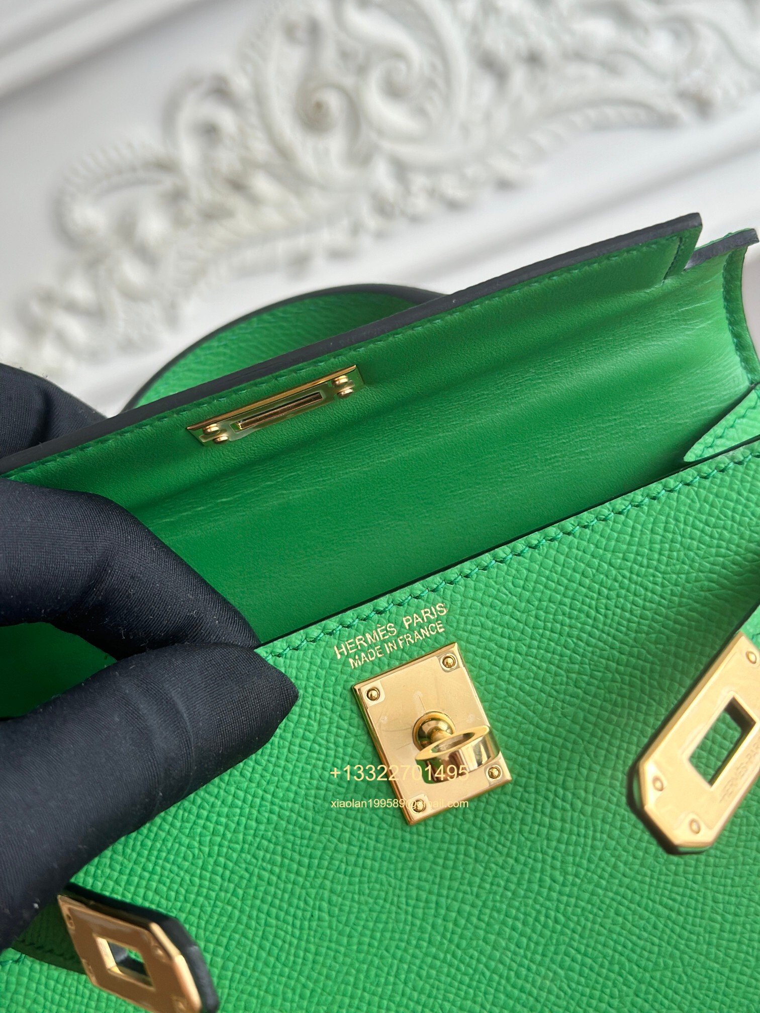 Hermès Epsom Leather Mini Kelly II in Bamboo Green Purely Handcrafted with Waxed Thread Stitching, High-End Customization