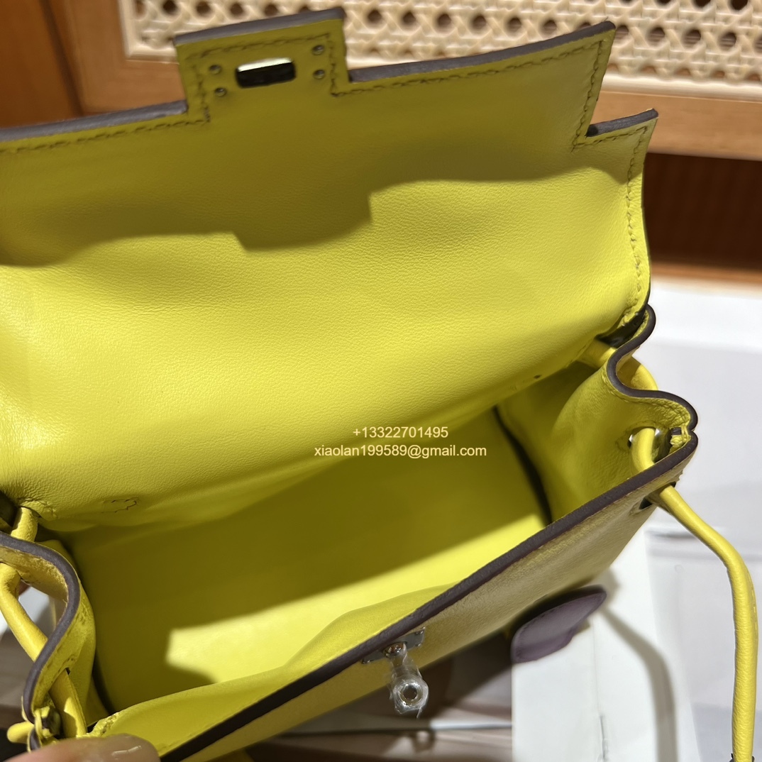Hermès Kelly Doll Quelle Idole Picto Bag, Limited Edition in Lemon Yellow, crafted from Swift Leather.