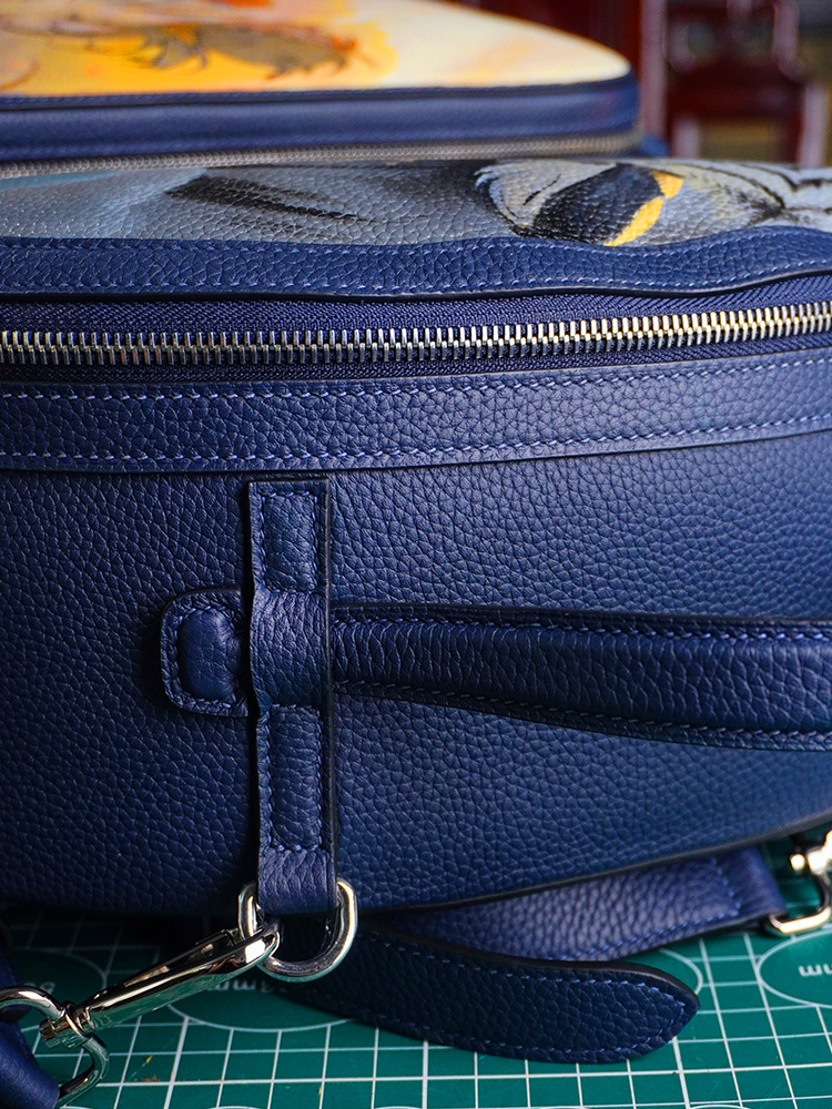 Handcrafted Leather Painted Backpack, Men's and Women's Anime and Chinese Trendy Student Bag, New Chinese-style Bag.