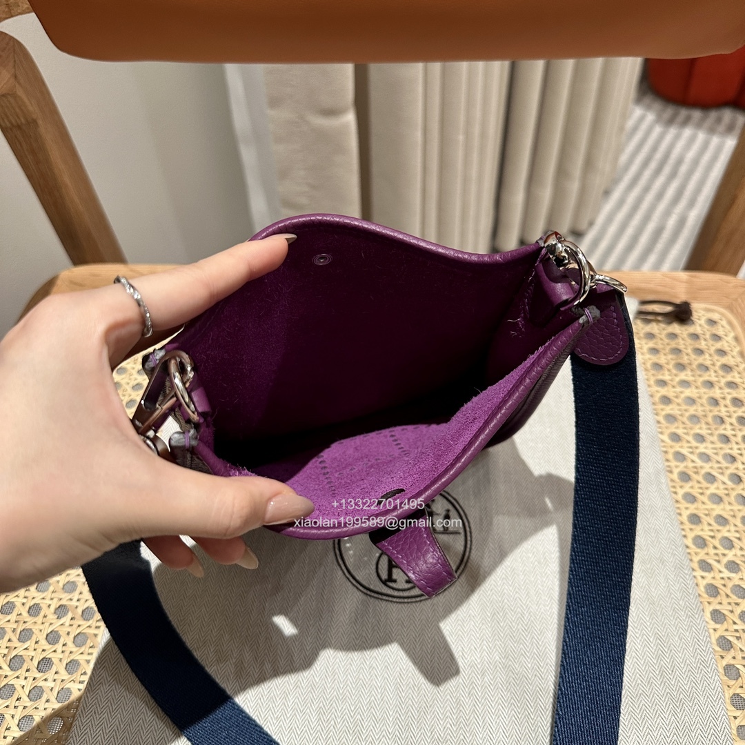 Hermès Evelyne mini Bag in Clemence Leather, Premium Handcrafted Customization-Anemone