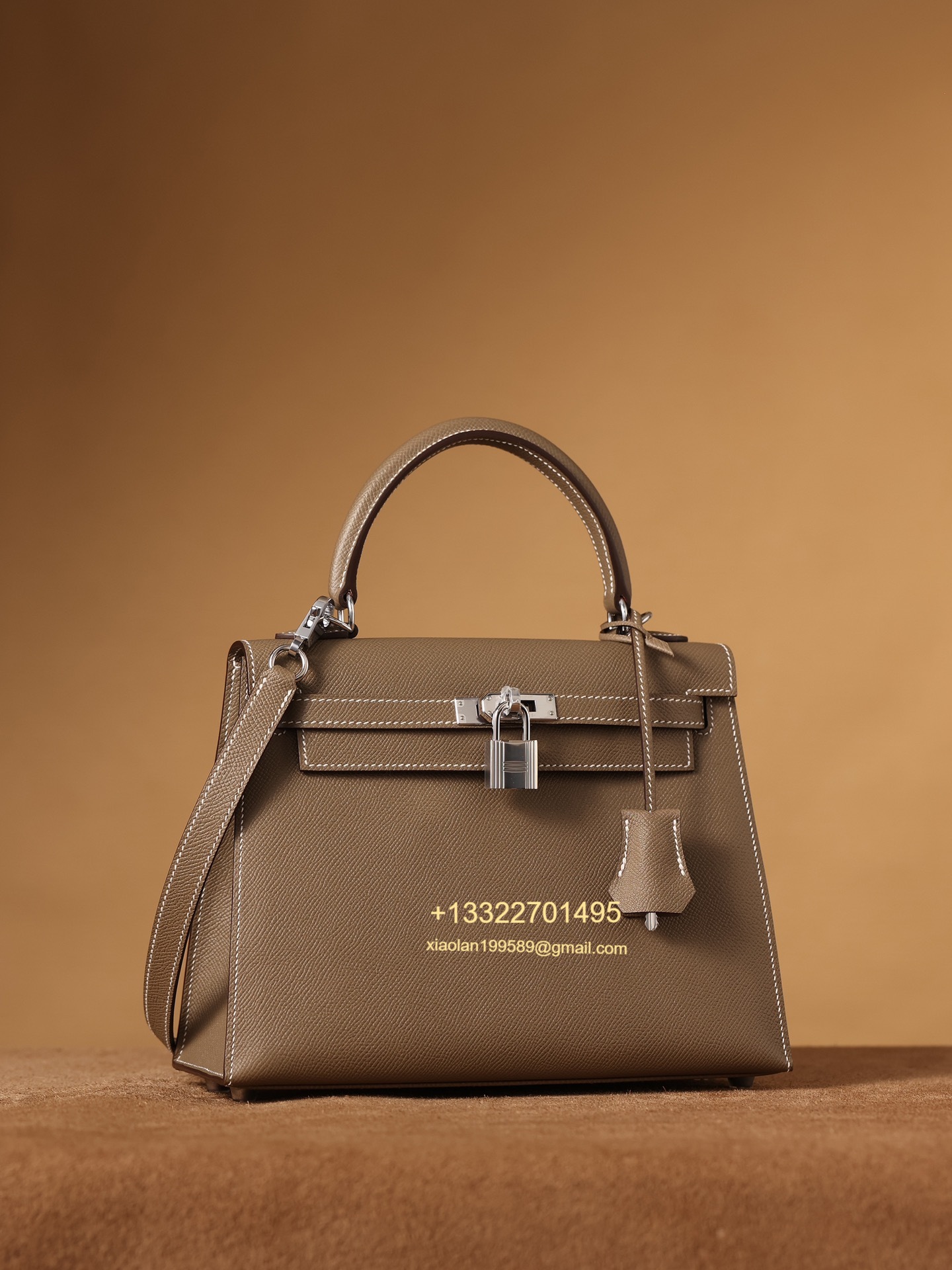 Hermès Kelly Handbag in Elephant Gray Epsom Cowhide Leather, Purely Handcrafted, High-End Customization Edition