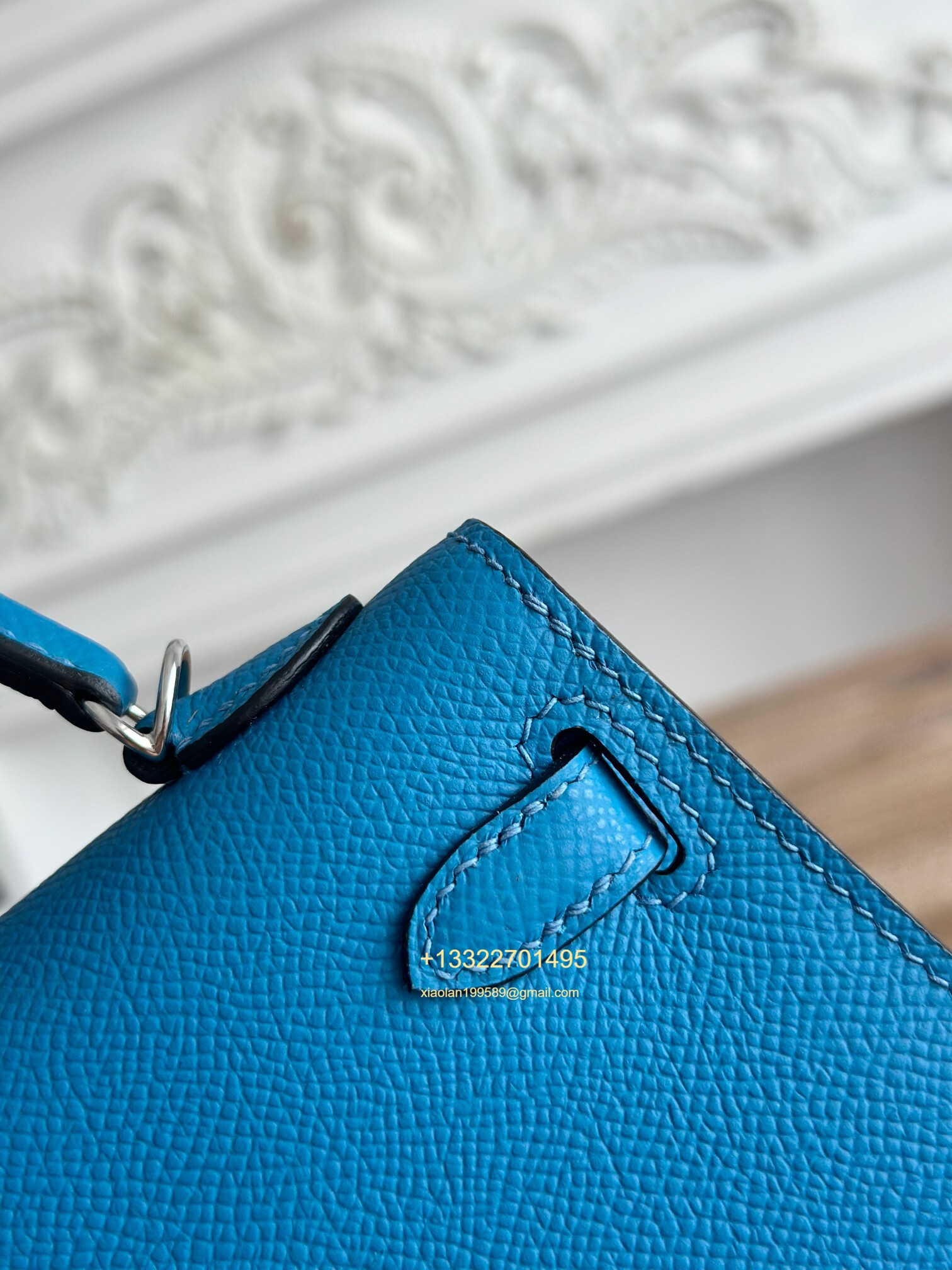 Hermès Epsom Leather Mini Kelly II in Tanzanian Blue Purely Handcrafted with Waxed Thread Stitching, High-End Customization