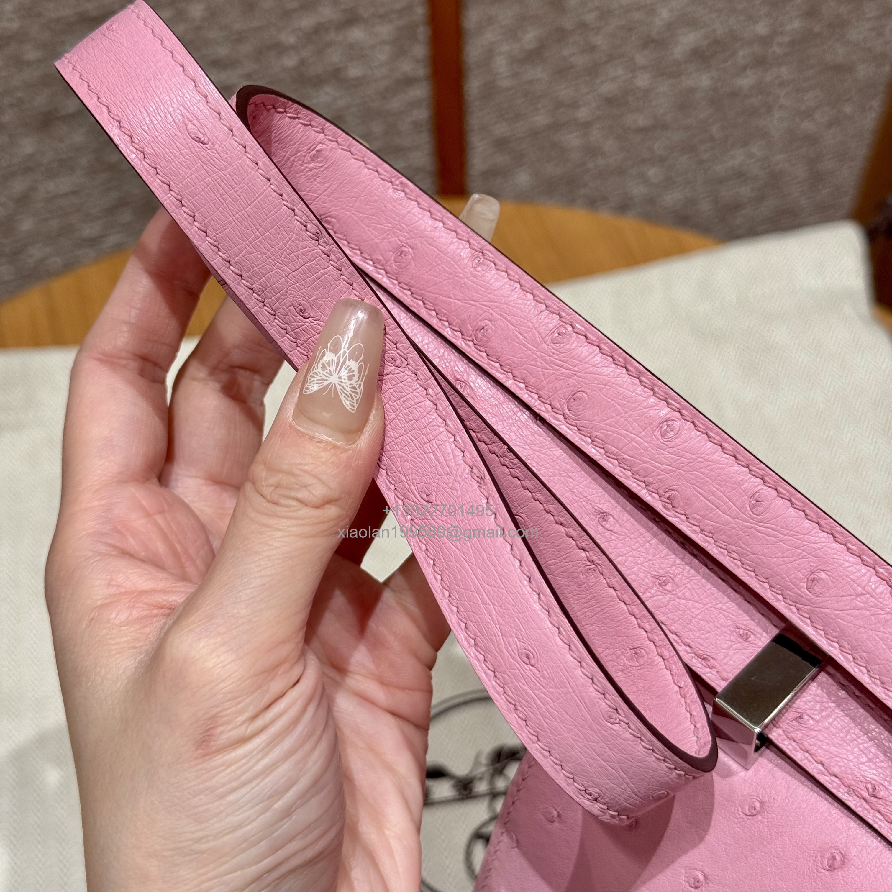 Hermès Constance 18/24 in Ostrich Leather, Premium Fully Handmade Exclusive Customization – Bubblegum Pink