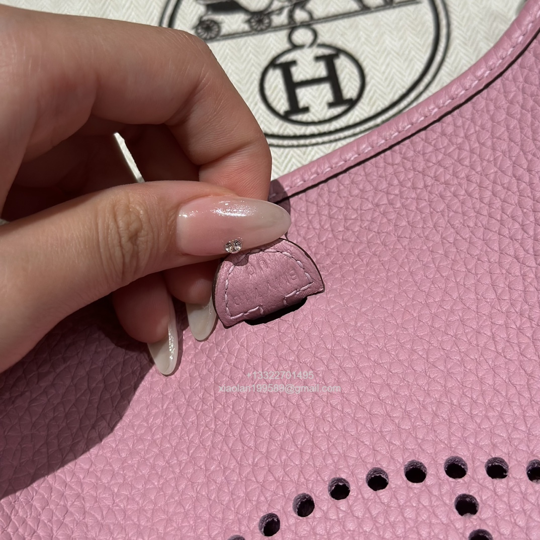 Hermès Evelyne mini Bag in Clemence Leather, Premium Handcrafted Customization-Mauve Sylvestre
