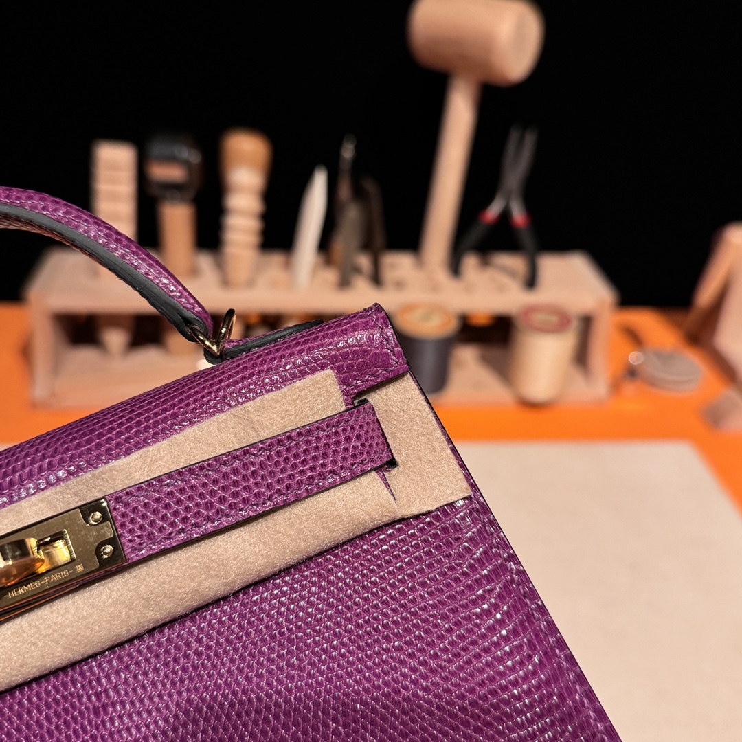 Hermès Mini Kelly II, lizard leather, all handmade ‼️ Anemone Purple