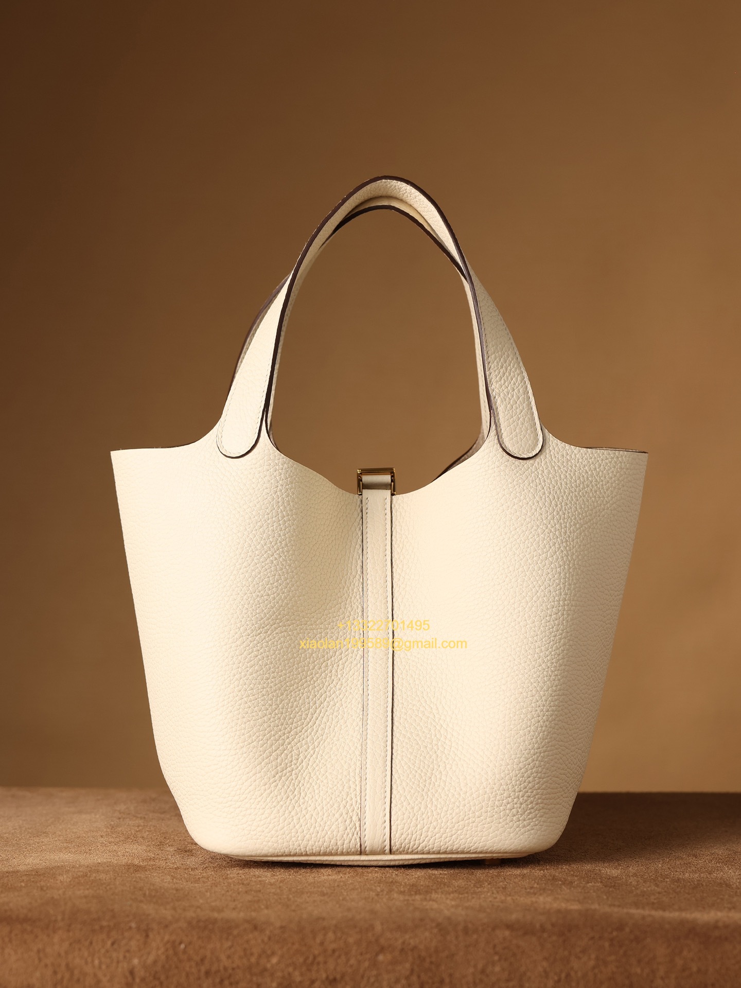 Hermès Picotin 18/22 in Clemence Leather, Hand-stitched with Beeswax Thread, High-end Customization - Cream White.