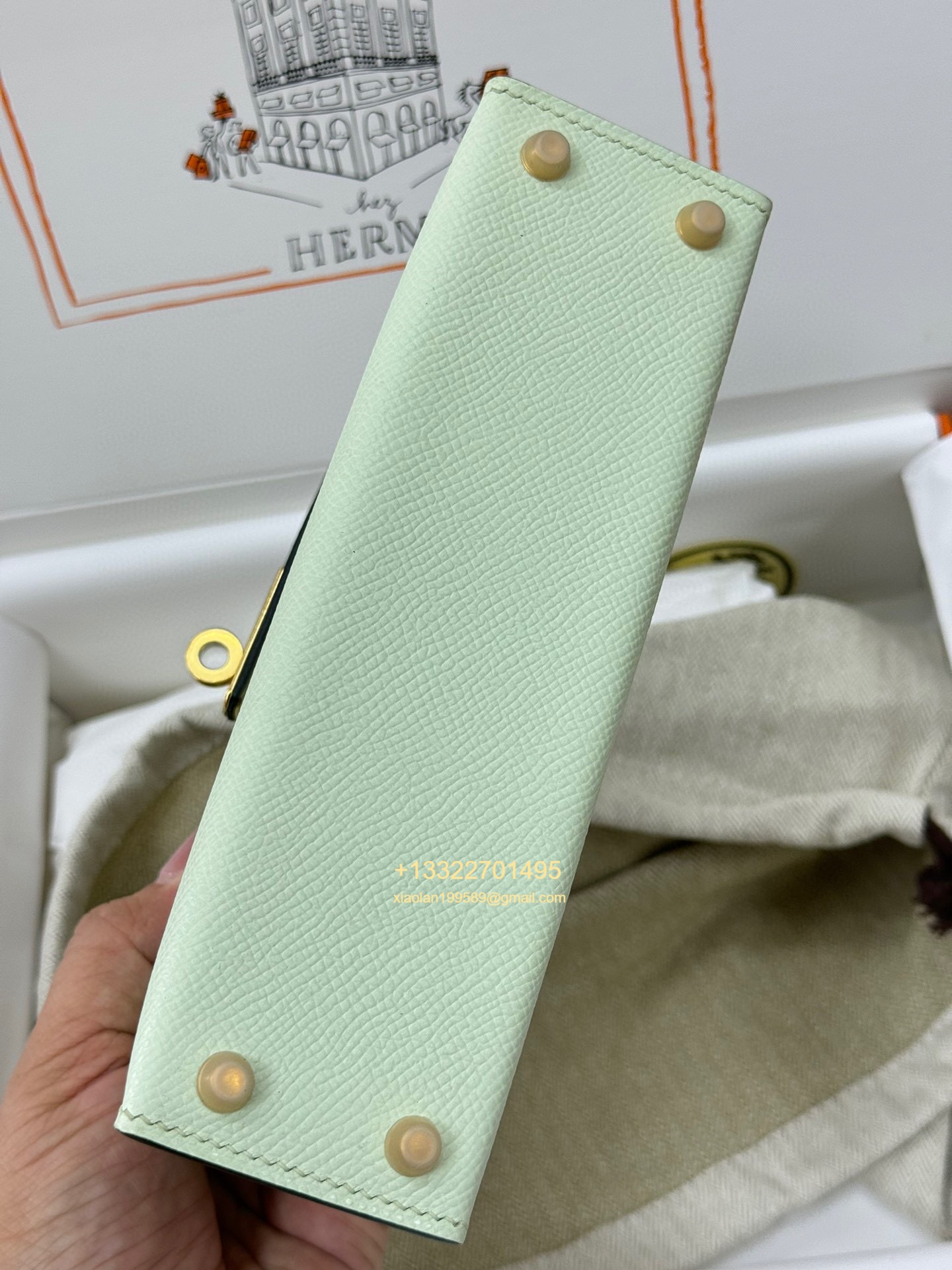 Hermès Mini Kelly II Handbag in Bubble Green Made from Epsom Cowhide Leather, Purely Handcrafted, High-End Customization Edition