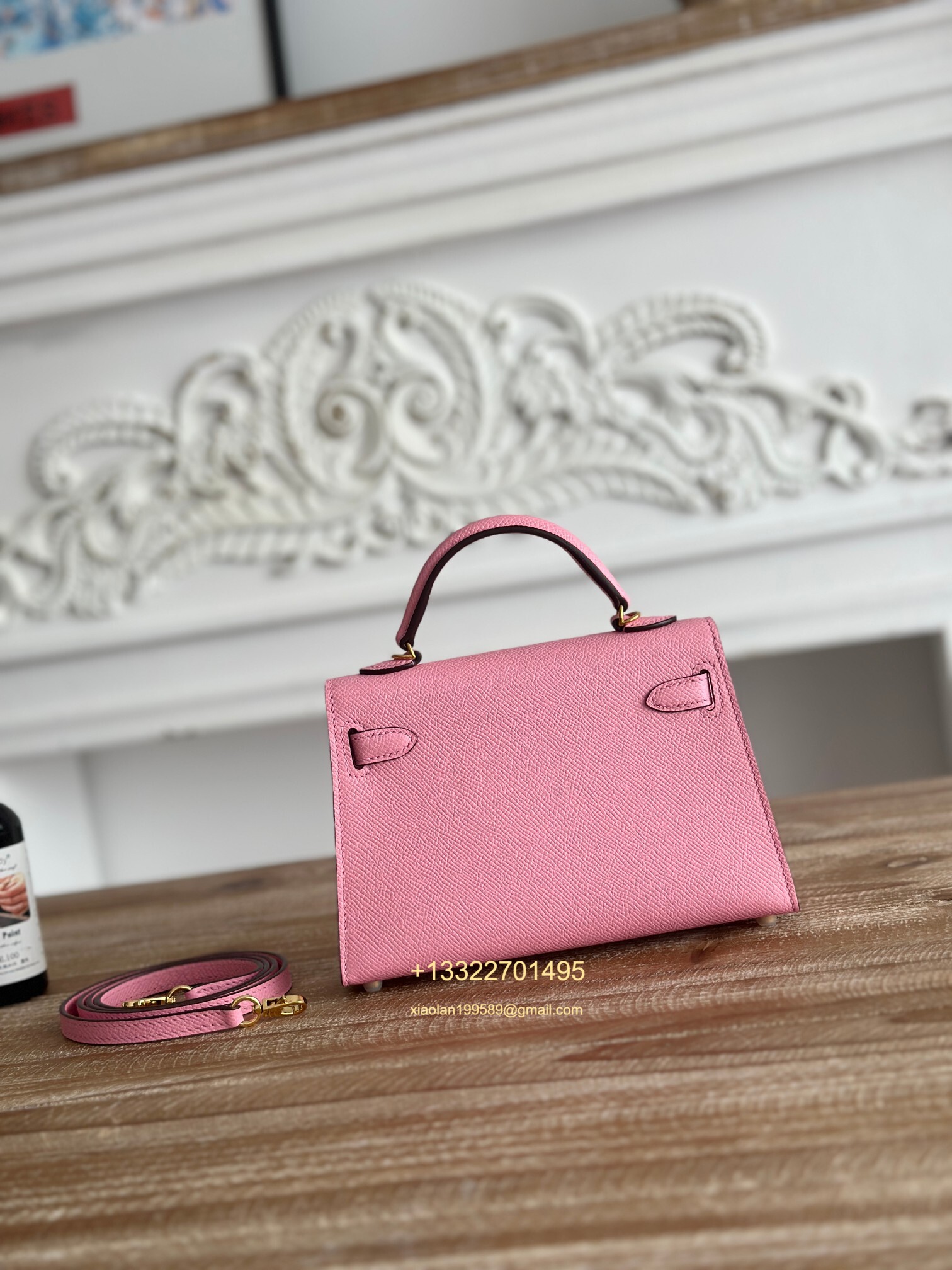 Hermès Epsom Leather Mini Kelly II in Cherry Blossom Pink Purely Handcrafted with Waxed Thread Stitching, High-End Customization