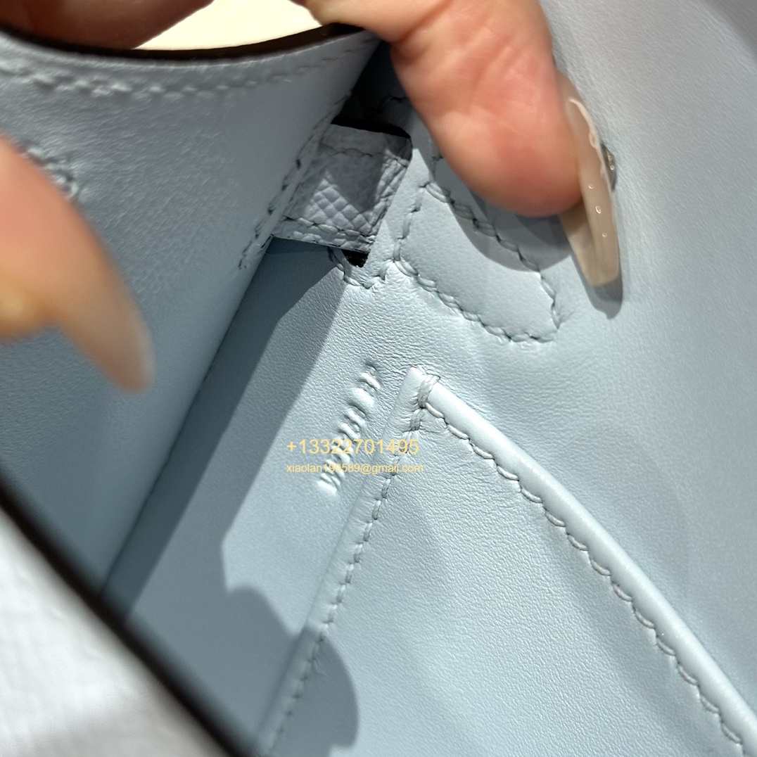 Hermès Mini Kelly II Handbag in Misty Blue Made from Epsom Cowhide Leather, Purely Handcrafted, High-End Customization Edition