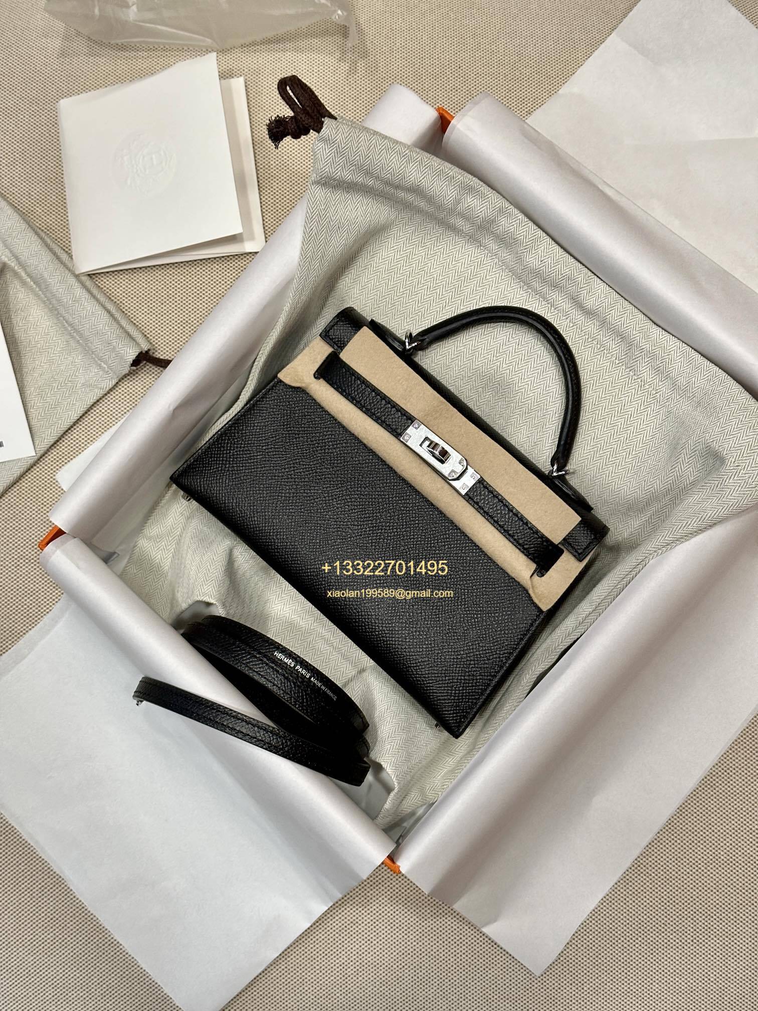 Hermès Mini Kelly II Handbag in Black Made from Epsom Cowhide Leather, Purely Handcrafted, High-End Customization Edition