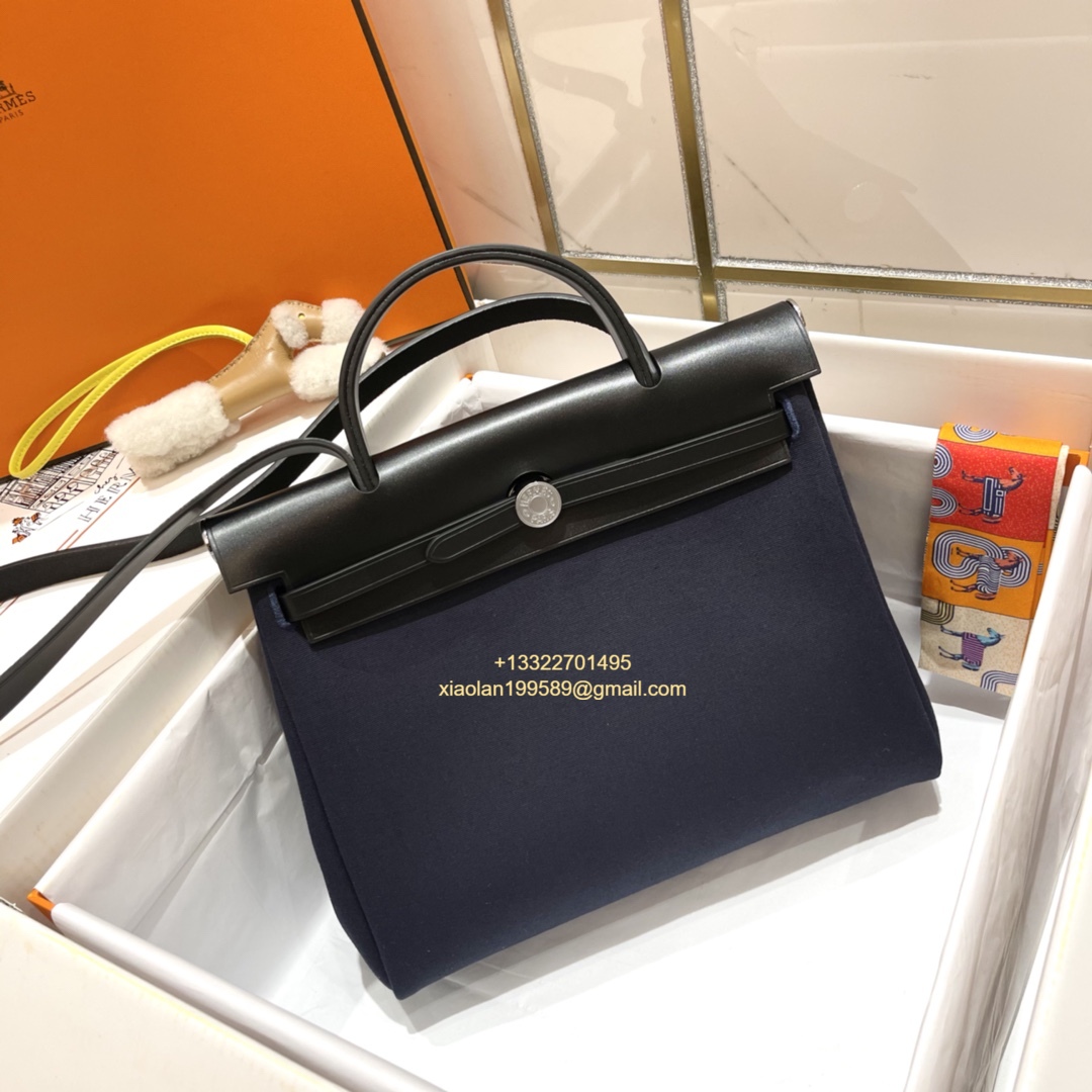 Hermès Herbag Zip 31 Bag, Original Custom Stainless Steel Hardware, French Factory Leather, Imported Double-layer High-dimensional Waterproof Canvas Material.