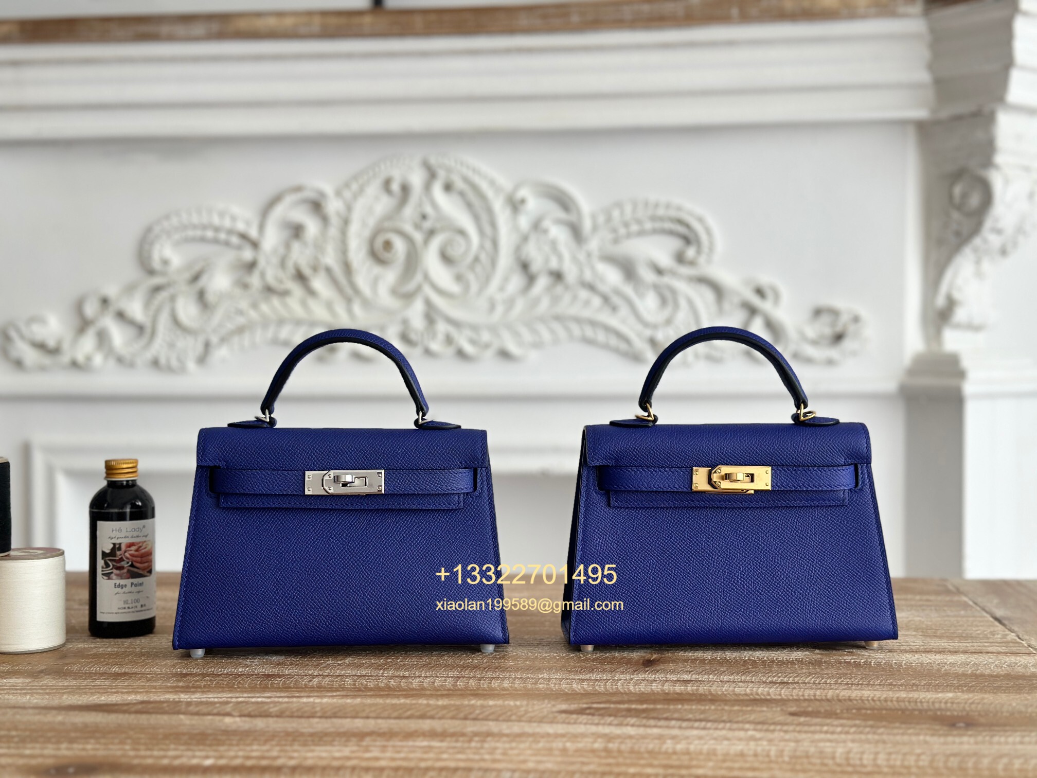 Hermès Epsom Leather Mini Kelly II in Electric Blue Purely Handcrafted with Waxed Thread Stitching, High-End Customization
