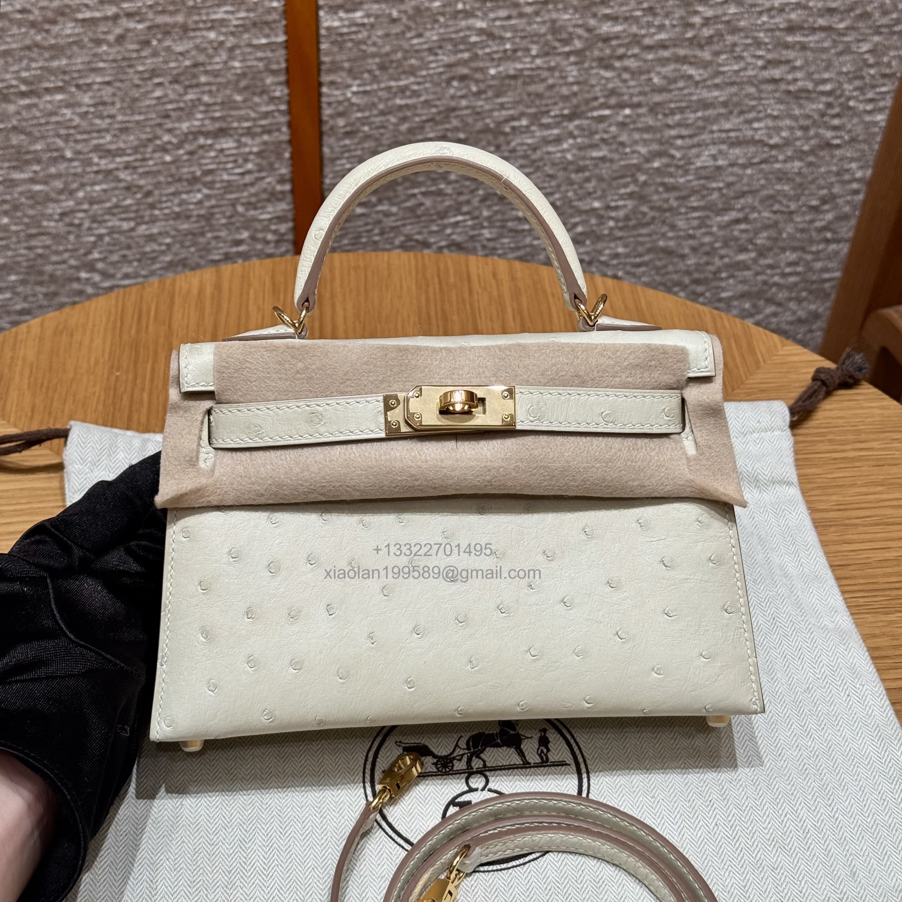 Hermès Mini Kelly Sellier II 20 in Ostrich Leather Beton