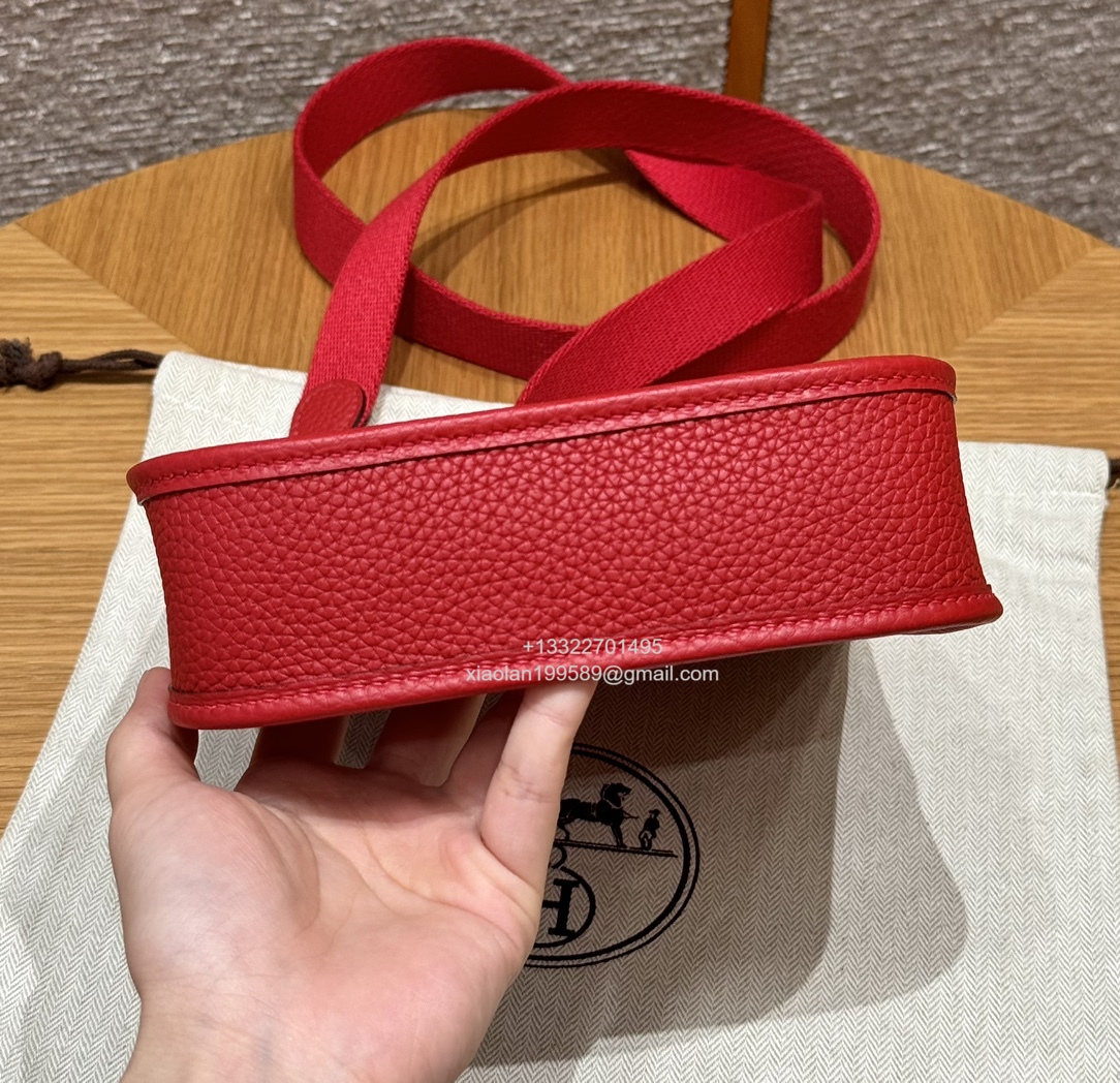 Hermès Evelyne mini Bag in Clemence Leather, Premium Handcrafted Customization-Flag Red