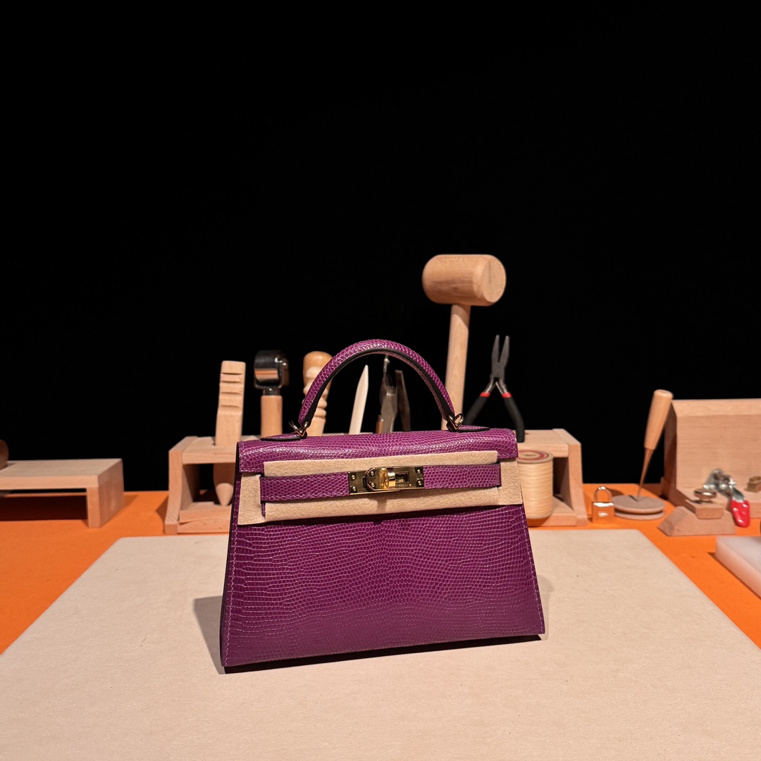 Hermès Mini Kelly II, lizard leather, all handmade ‼️ Anemone Purple