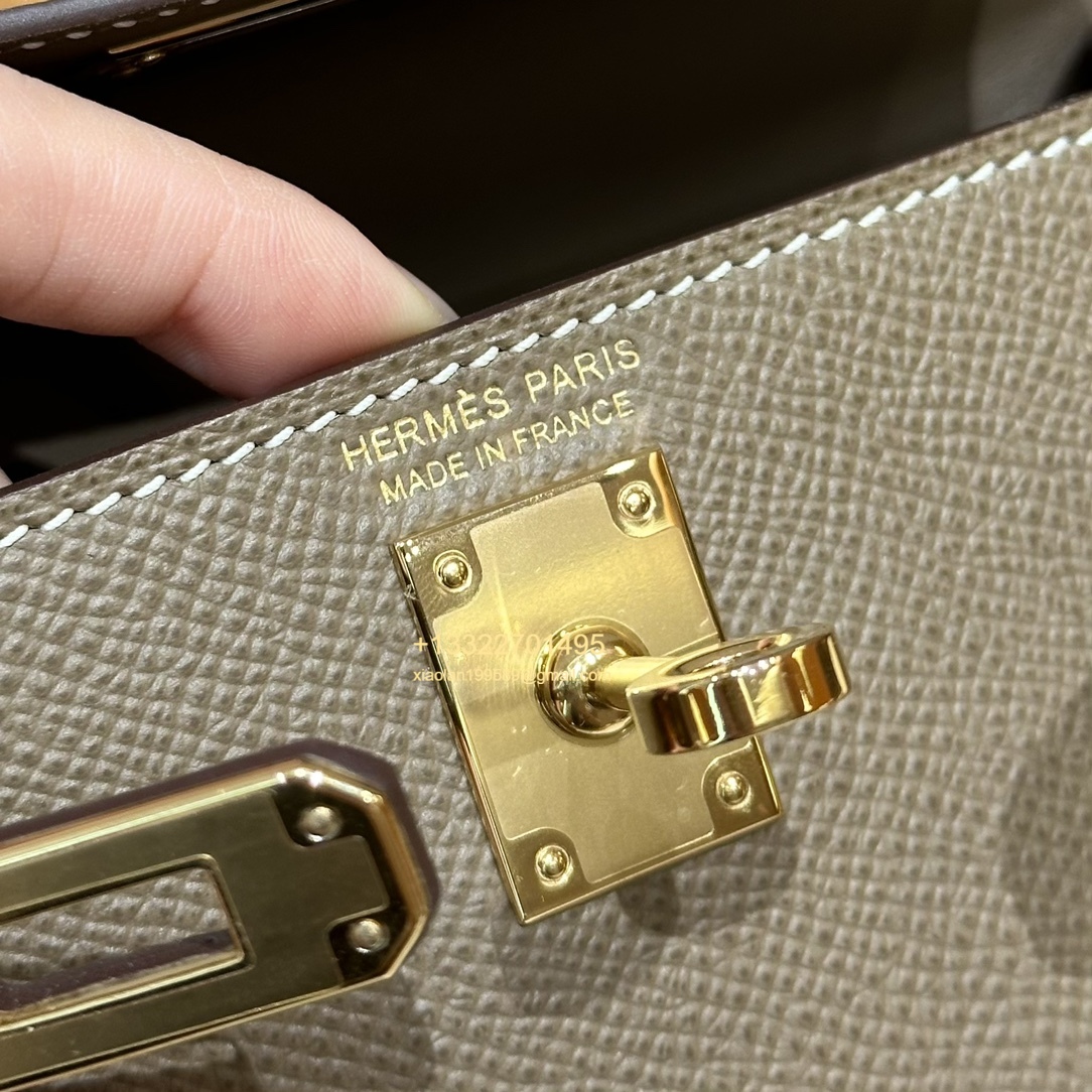 Hermès Mini Kelly II Handbag in Elephant Gray Made from Epsom Cowhide Leather, Purely Handcrafted, High-End Customization Edition