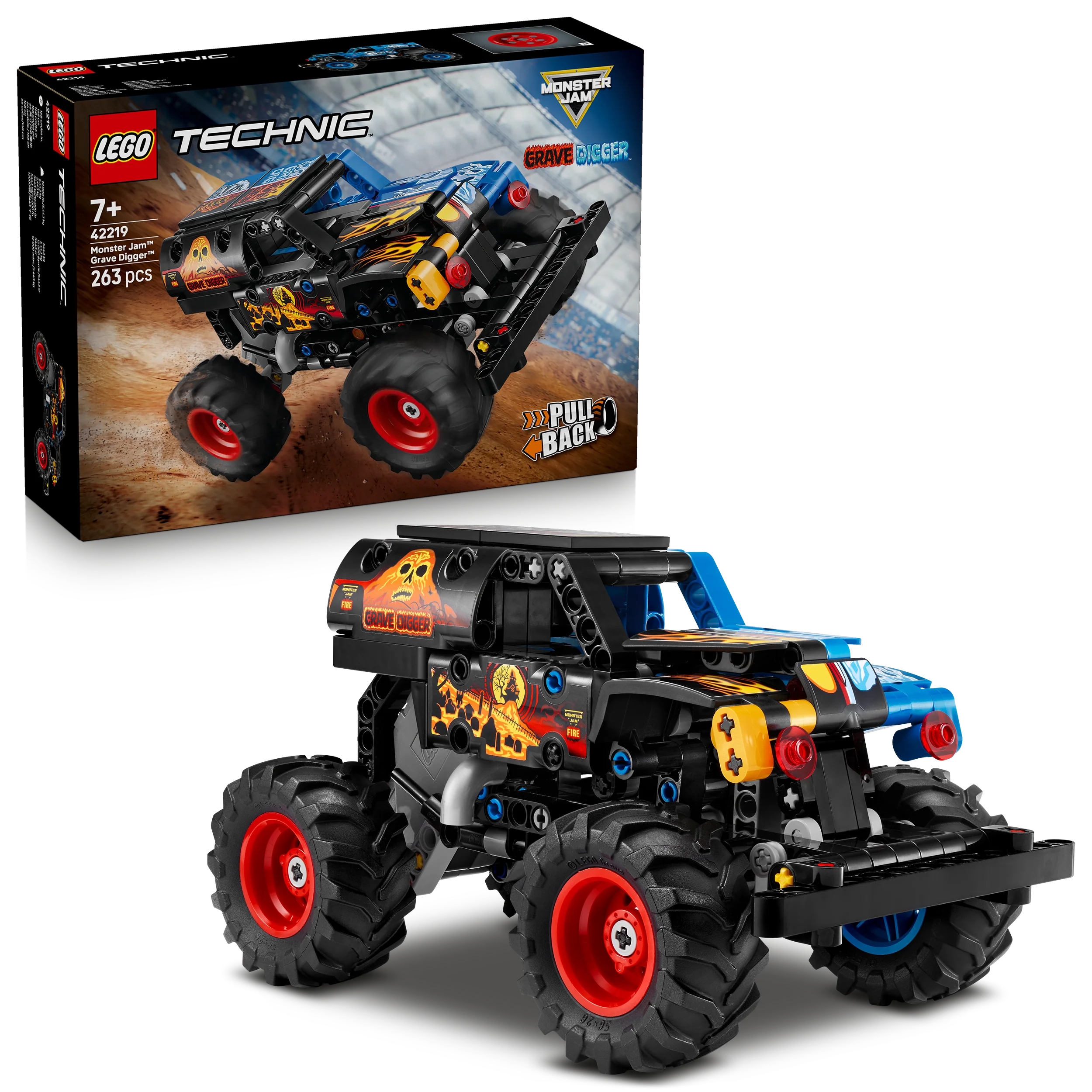 LEGO® Technic Monster Jam™ Grave Digger™ Vuur en IJs - Pull-Back Speelgoedtruck - 42219