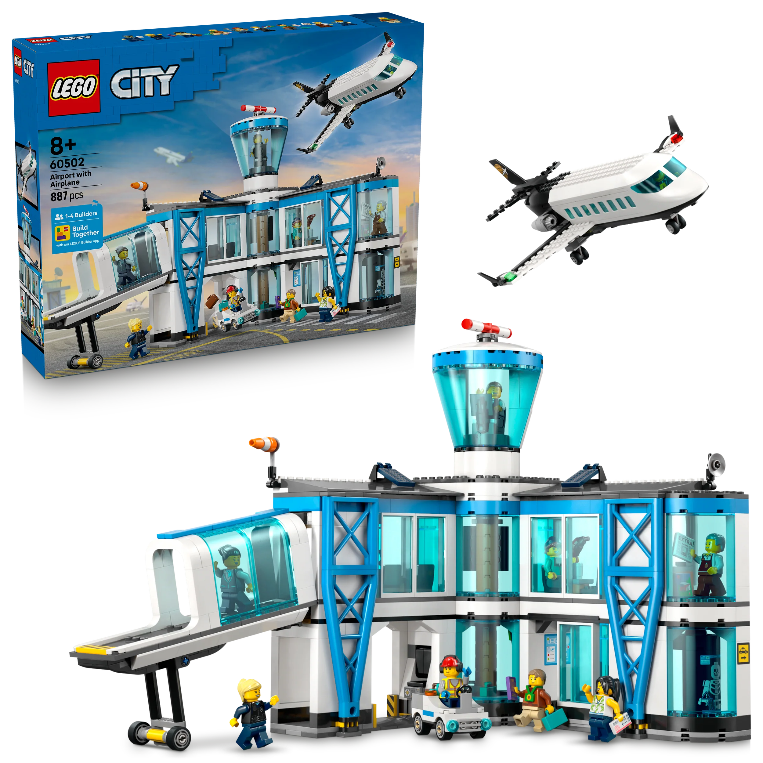 LEGO® City Luchthaven met Vliegtuig - Speelgoedset met Vliegveldmodel voor Fantasierijk Spelen - 60502