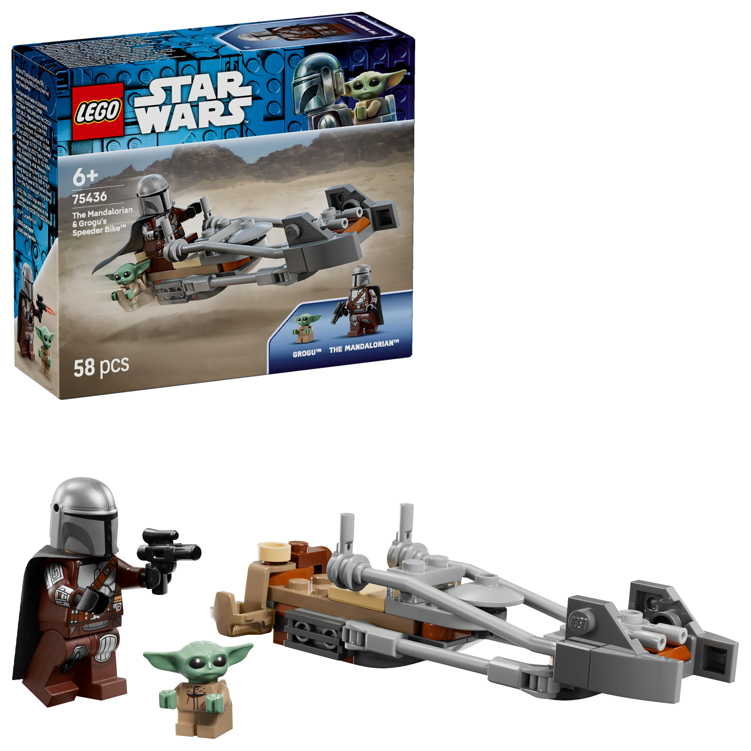 LEGO Star Wars De Mandalorian en Grogu's Speederbike Bouwpakket voor Kinderen 75436