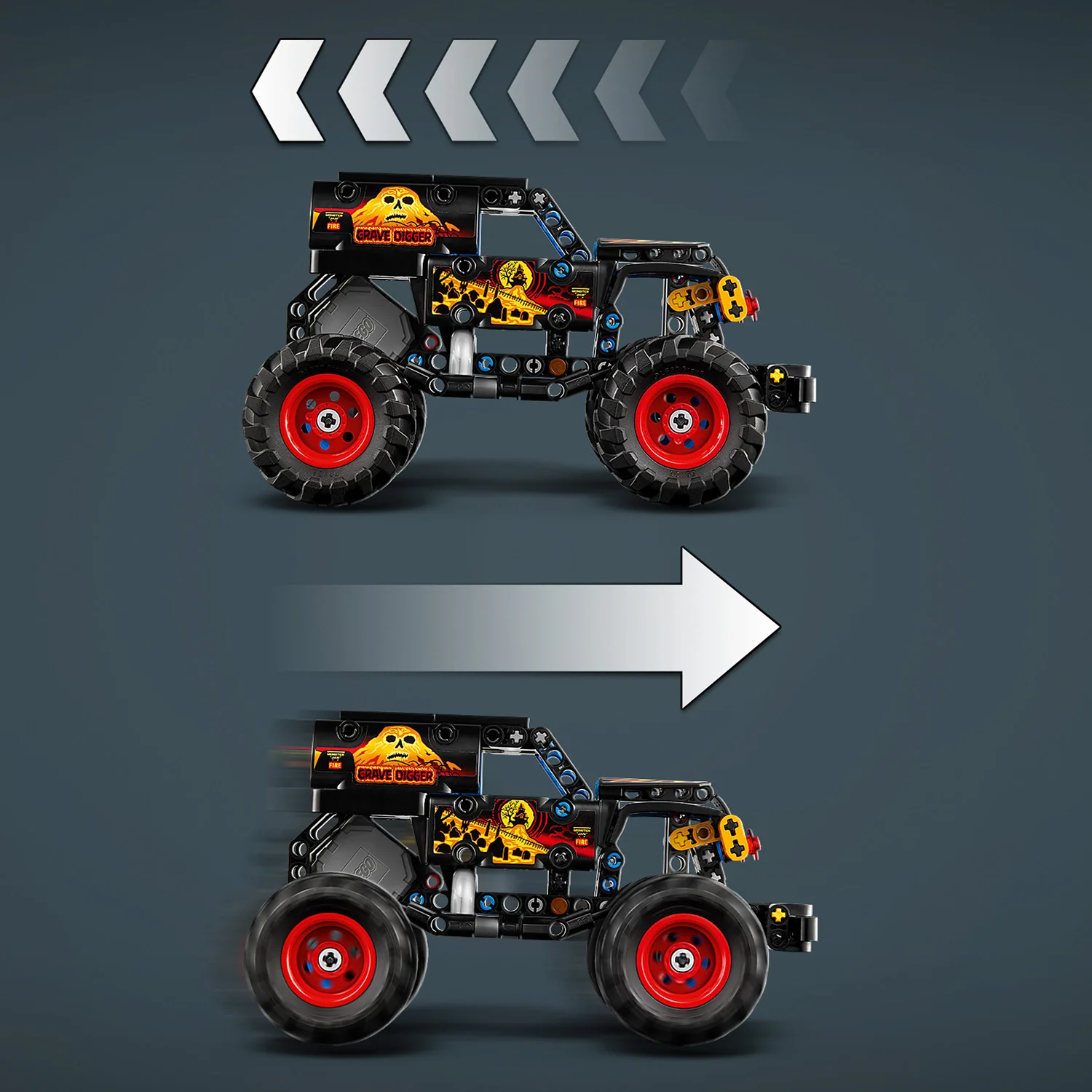 LEGO® Technic Monster Jam™ Grave Digger™ Vuur en IJs - Pull-Back Speelgoedtruck - 42219