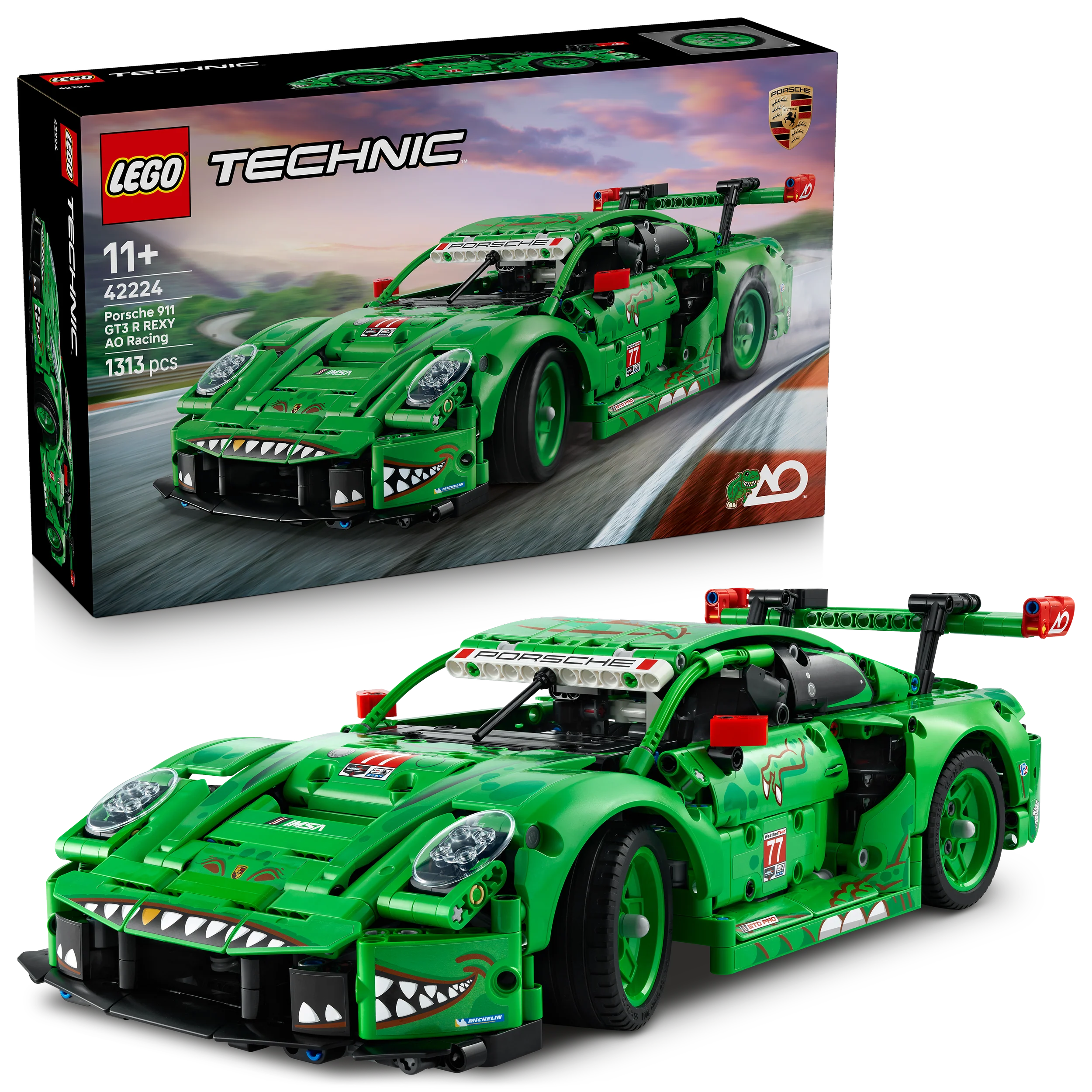 LEGO Technic Porsche 911 GT3 R REXY AO Racing Auto Bouwpakket met speelgoed voor Kinderen 42224