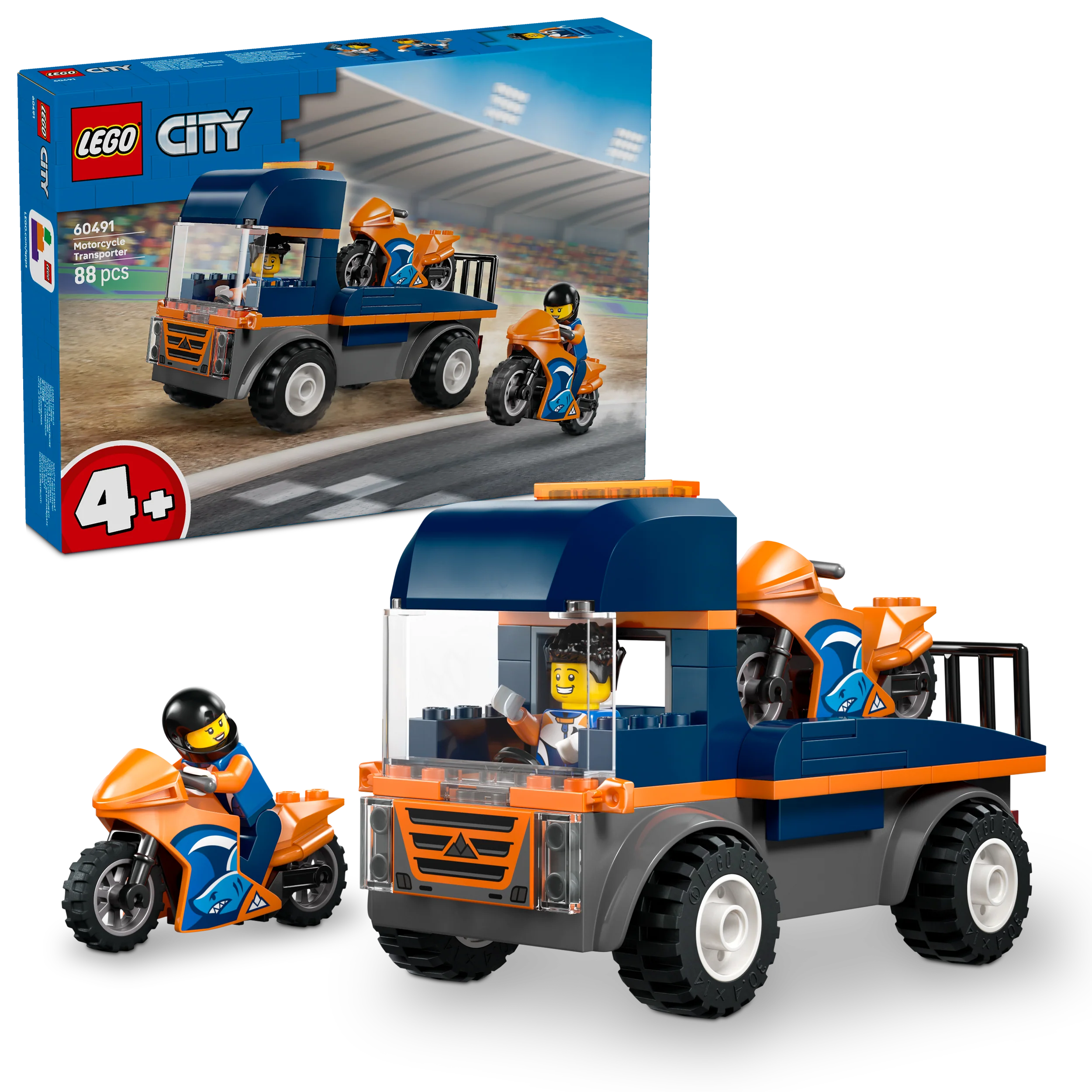 LEGO® City Transportwagen voor Motoren - Bouwset met Speelgoedvoertuig - 2 Minifiguren - 60491