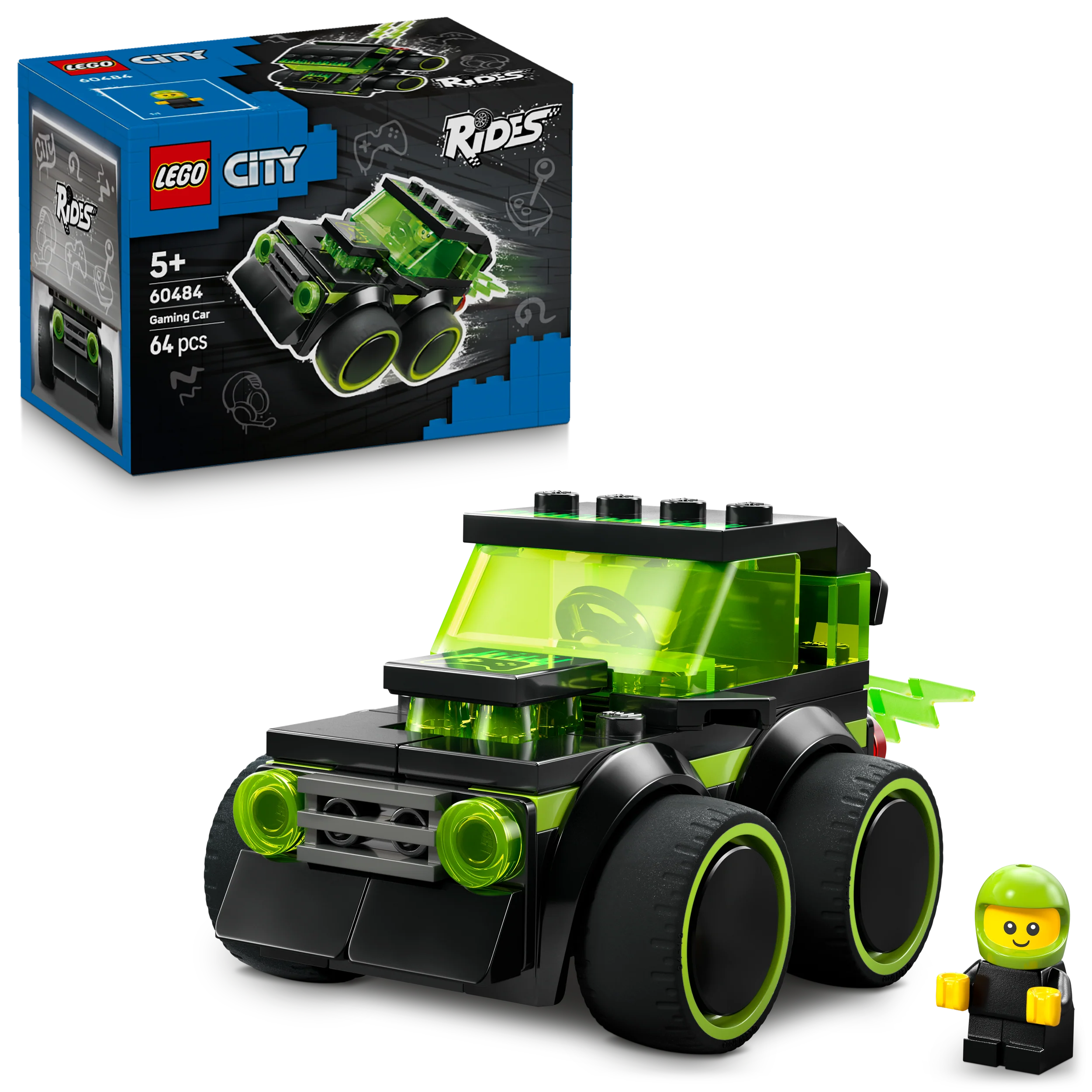 LEGO® City Voertuigen – Gaming Raceauto – Modelautoset – Racespeelgoed met Minifiguur van Coureur – 60484